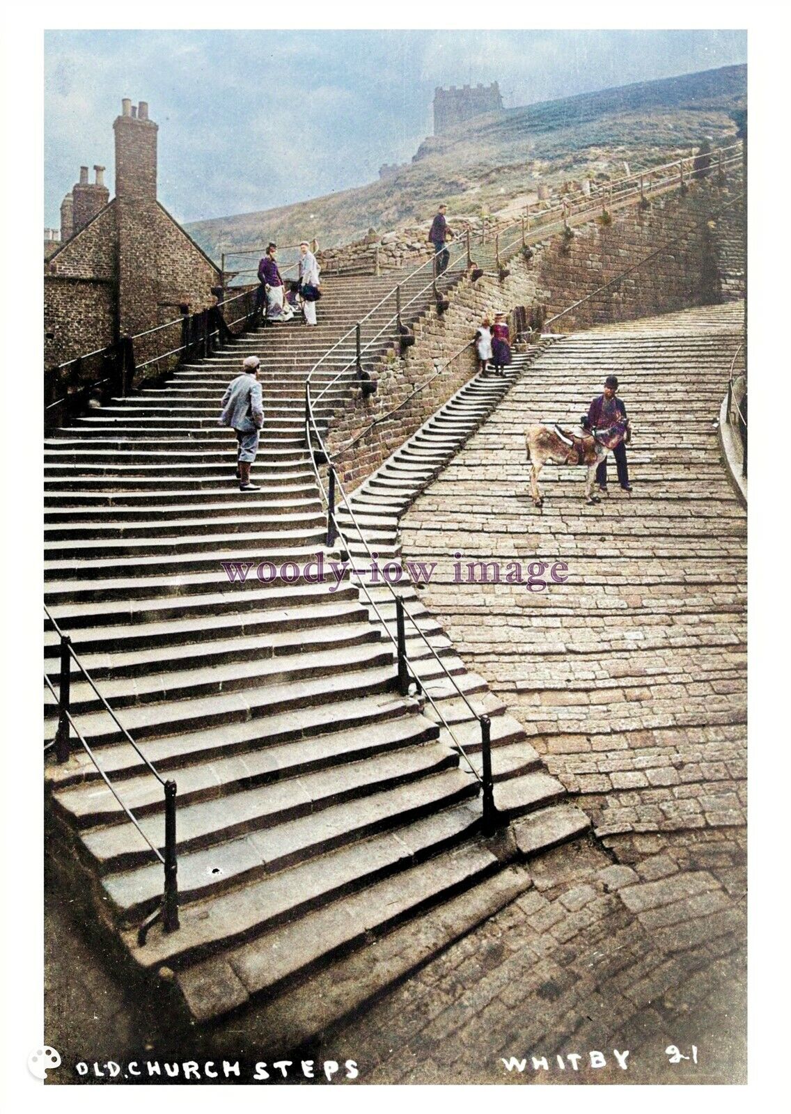 ptc4604 - Yorks. - View of the very Old Church Steps in Whitby c1904 - print 6x4