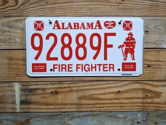 Alabama Expired 2018 Firefighter License Plate Auto Tags 92889F