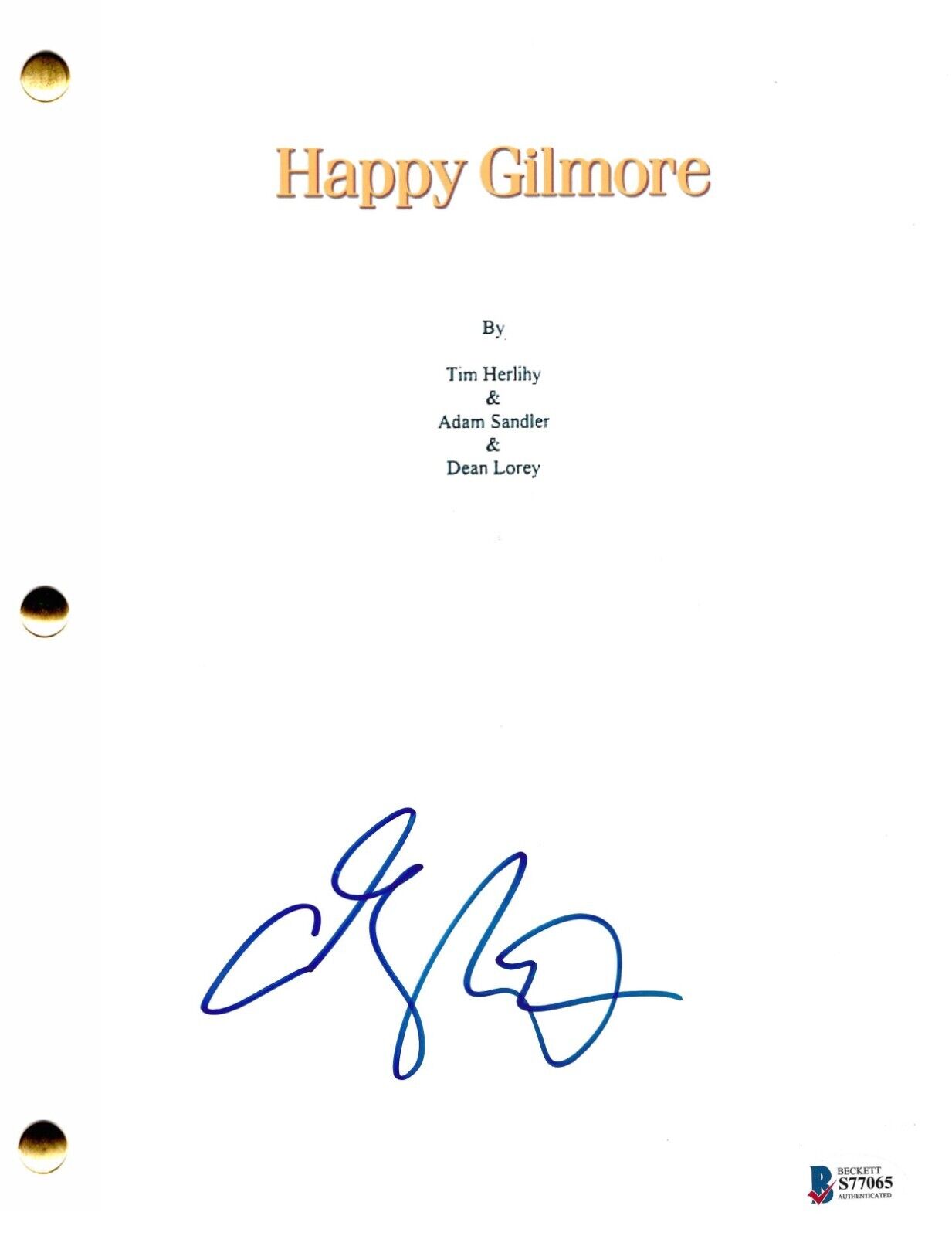 Adam Sandler Signed Happy Gilmore Full 105 Page Script Autograph Beckett