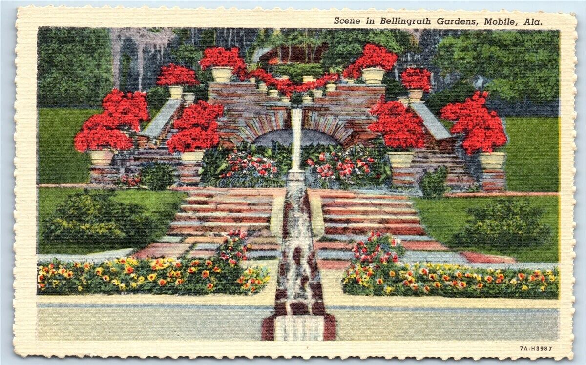 Postcard Scene in Bellingrath Gardens, Mobile, Alabama steps G118