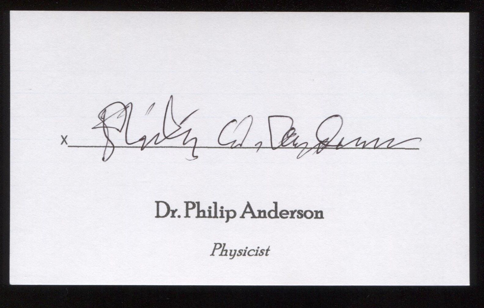 Philip Warren Anderson Signed 3x5 Index Card Signature Autographed Nobel Prize