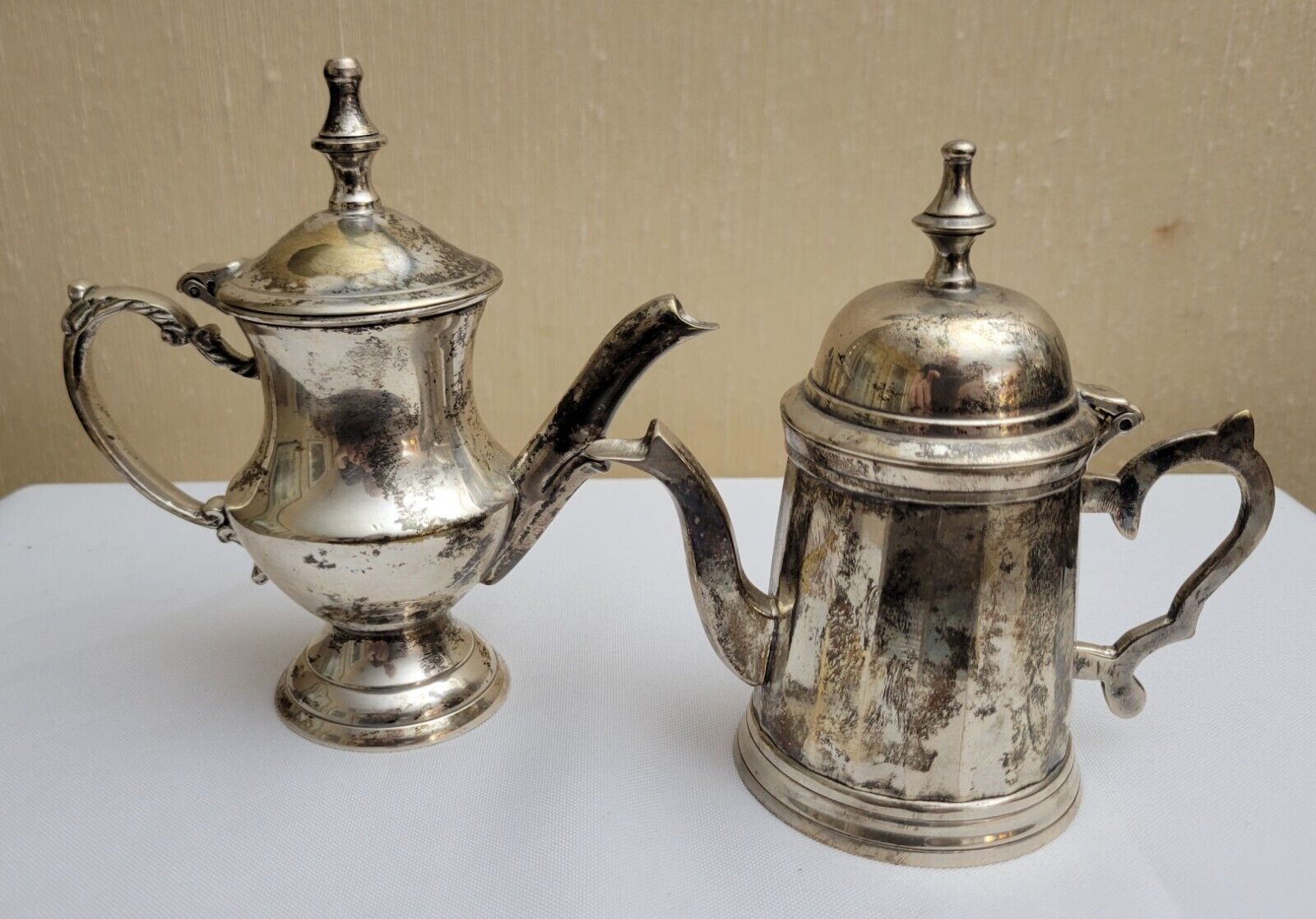 Pair Of Bombay Silverplate Miniature Teapot Coffee Pot Candles, 5\