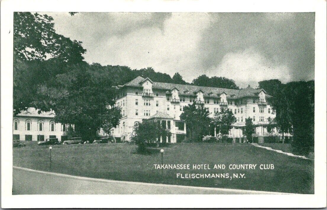 Takanassee Hotel and Country Club, Fleischmanns, N.Y., Grey and White,A-334-724