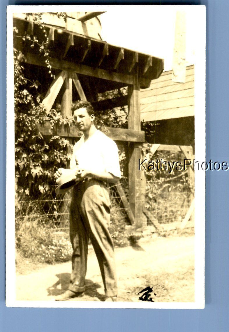 REAL PHOTO RPPC A_2046 MAN POSED OUTSIDE HOUSE