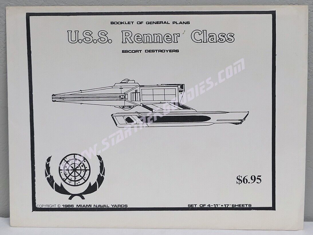 Star Trek BLUEPRINTS: USS Renner Class, Miami Navel Yards 4 - 11x17 Sheets 1986