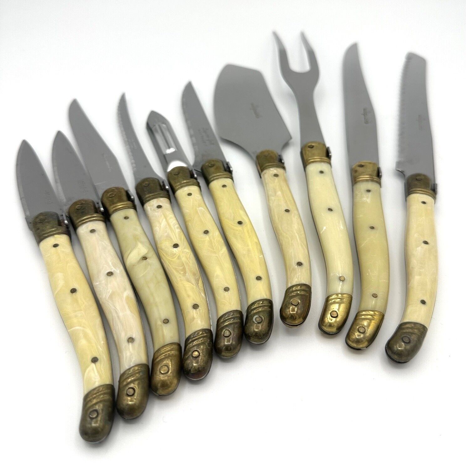 Jean Dubost Laguiole 10 Piece Set: Knives, Peeler, Fork