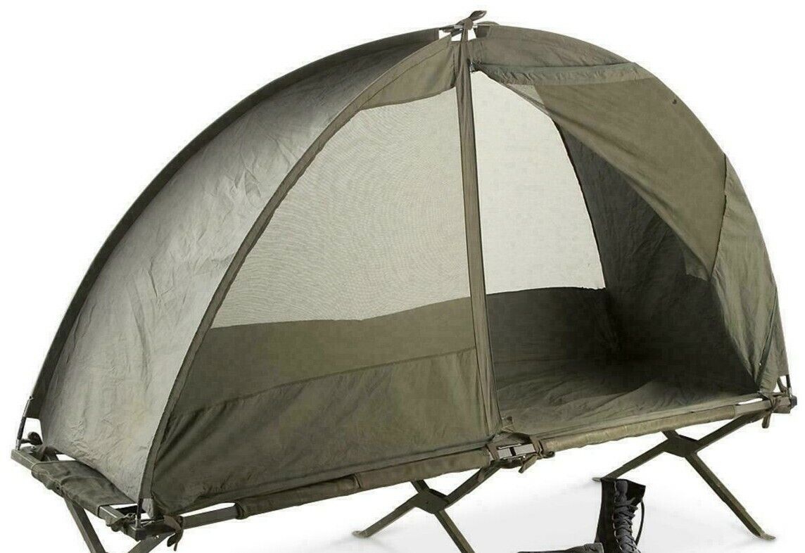 French Military Surplus Mosquito Net For Cot or Ground No Poles Tent OD Green