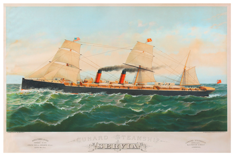 OCEAN LINERS 2137 - Cunard Line SS Servia 12 x 18 poster -1880's 