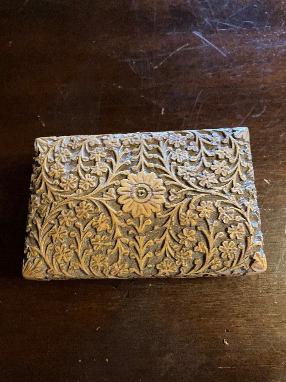 Vintage Hand Carved Wooden Jewelry Box Crafted In India
