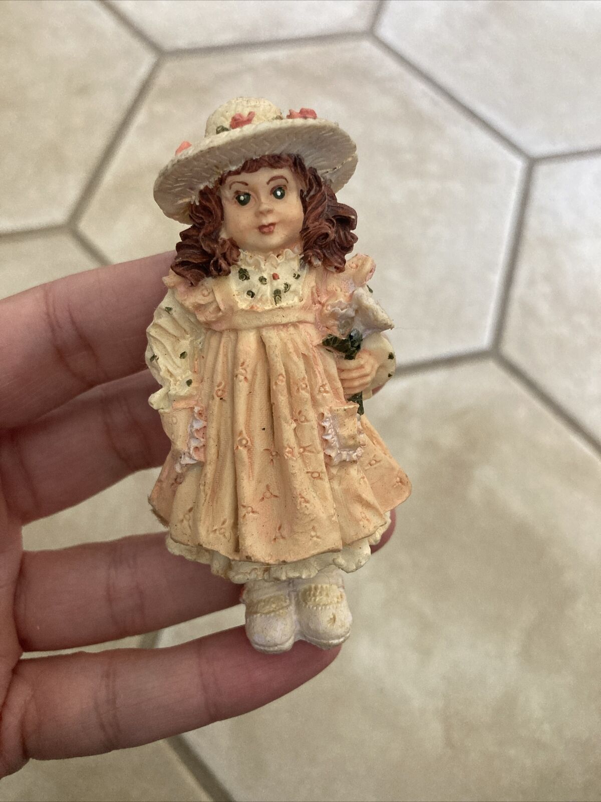 Vintage Dottie Little Girl Resin Figurine Dollhouse Child