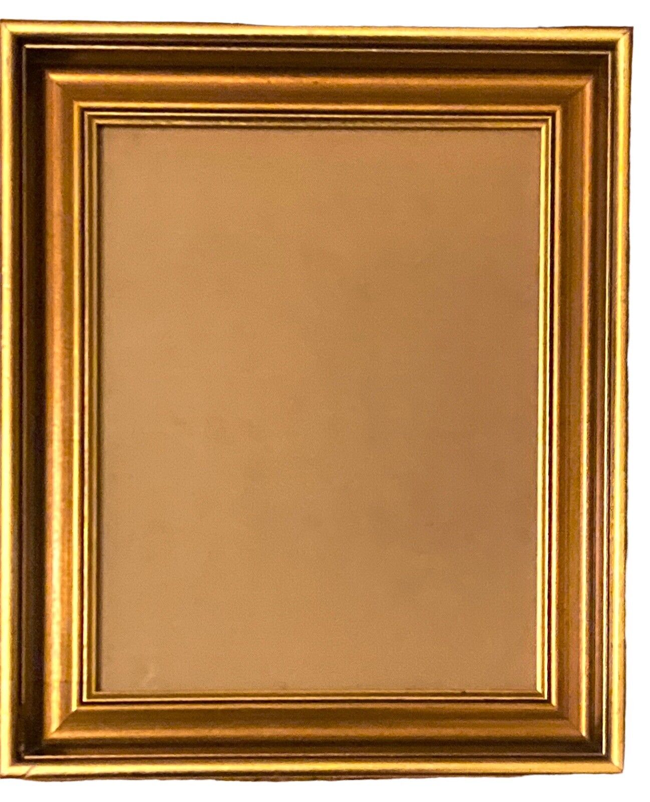 Vintage Wood Frame Deep Set Curved Molding Bronze and Gold Colored