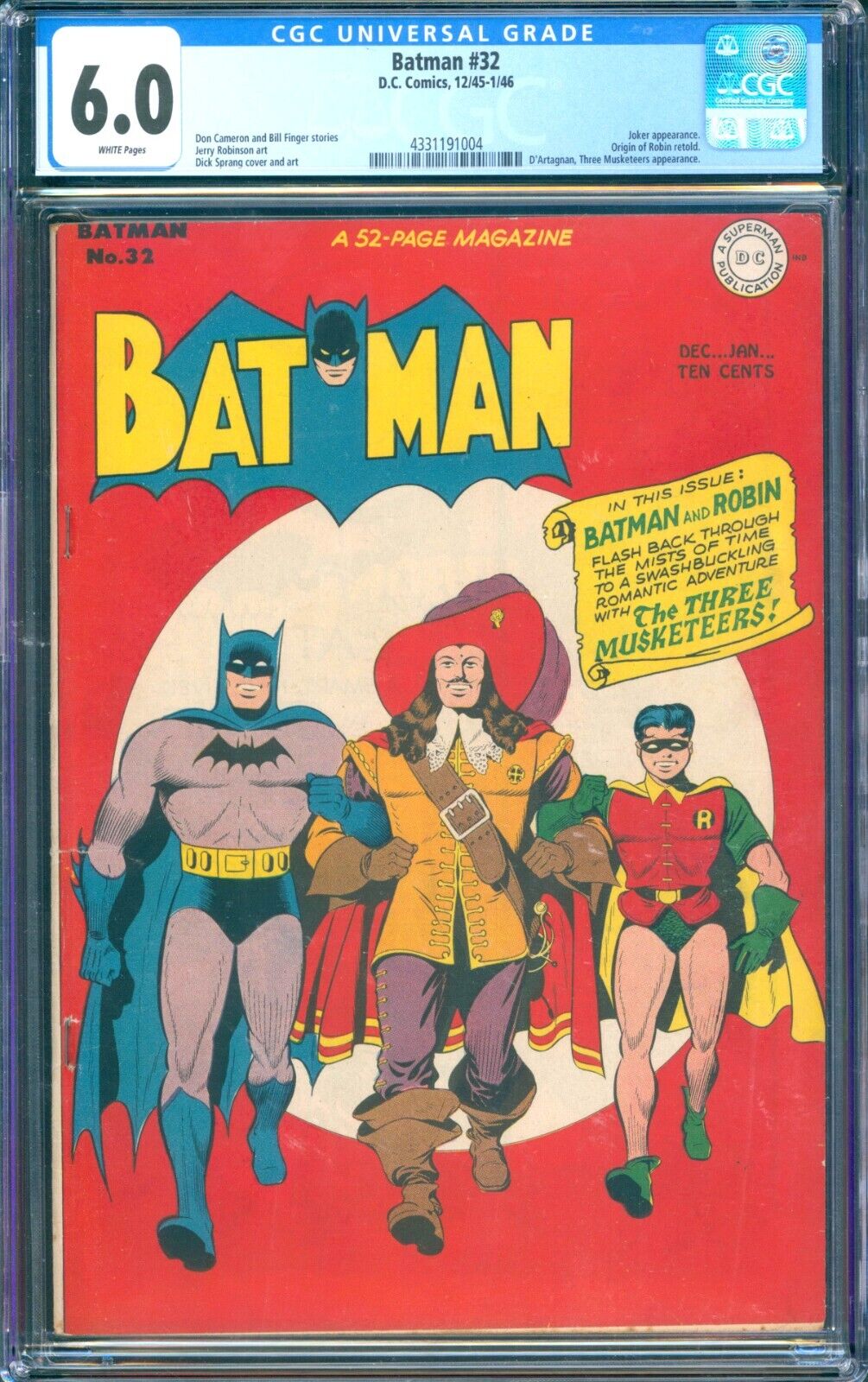 BATMAN #32  CGC 6.0 FINE  BRIGHT WHITE PAGES  NICE EYE APPEAL  BRIGHT COLORS