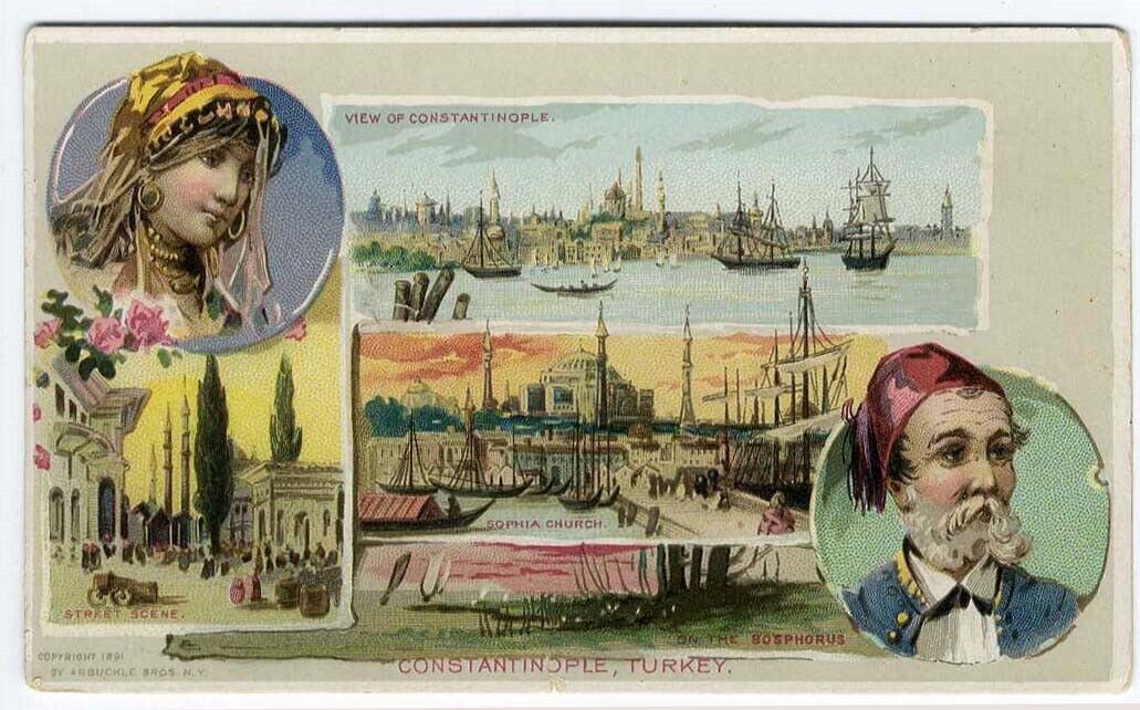 Turkey ARBUCKLE Coffee 1891 Victorian Trade Card CONSTANTINOPLE Turkish