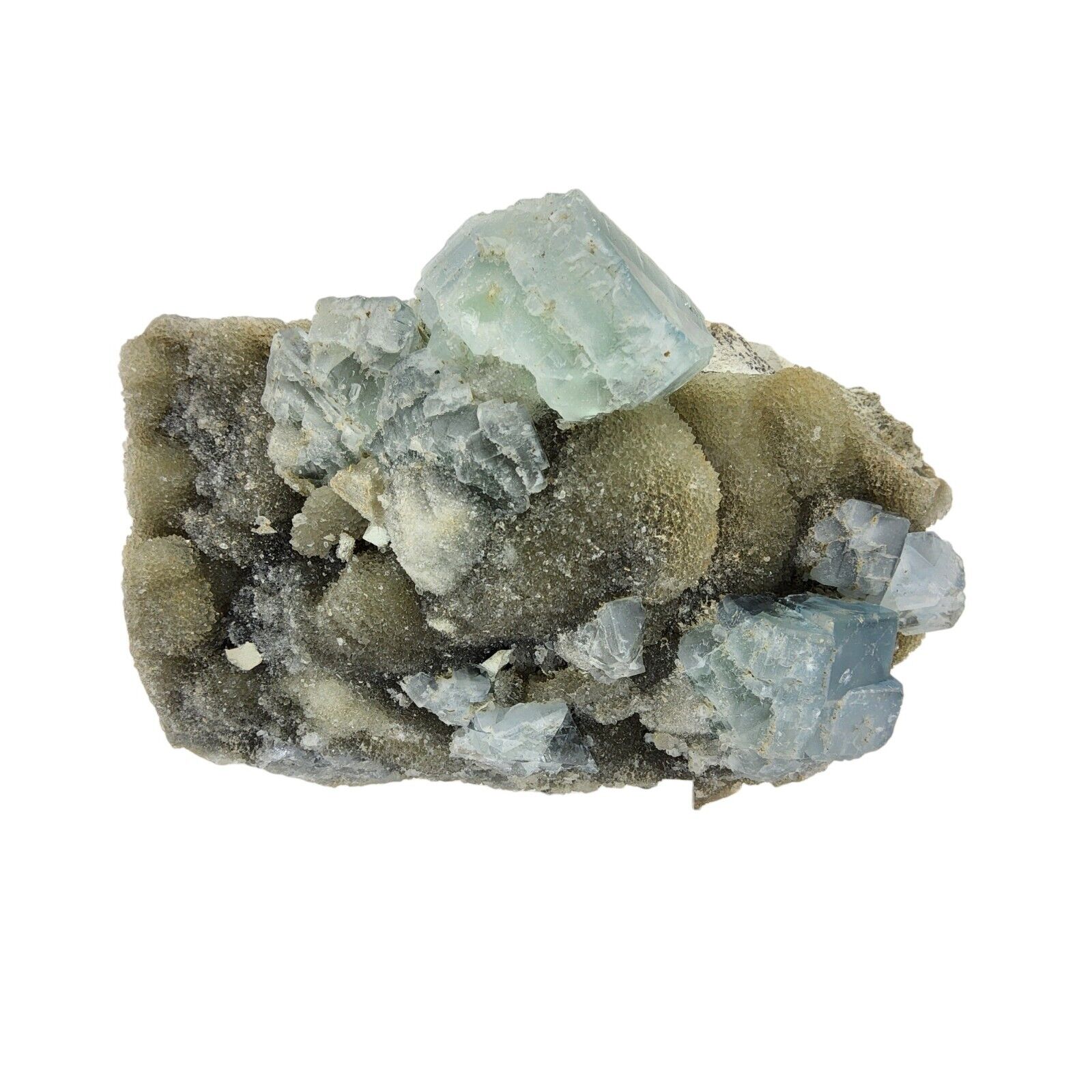 Fluorite, Quartz, druzy, fluorescent, specimen, display, green,#R-5993