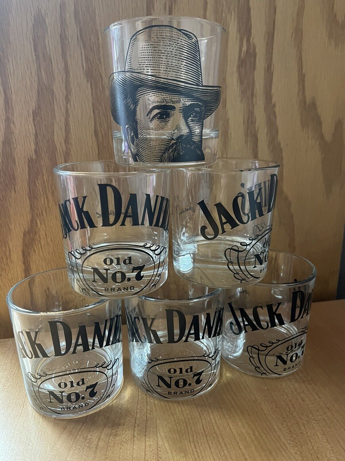 Jack Daniels Old No.7 Tennessee Whiskey Bourbon Glass Low Ball Rocks Lot Of 6