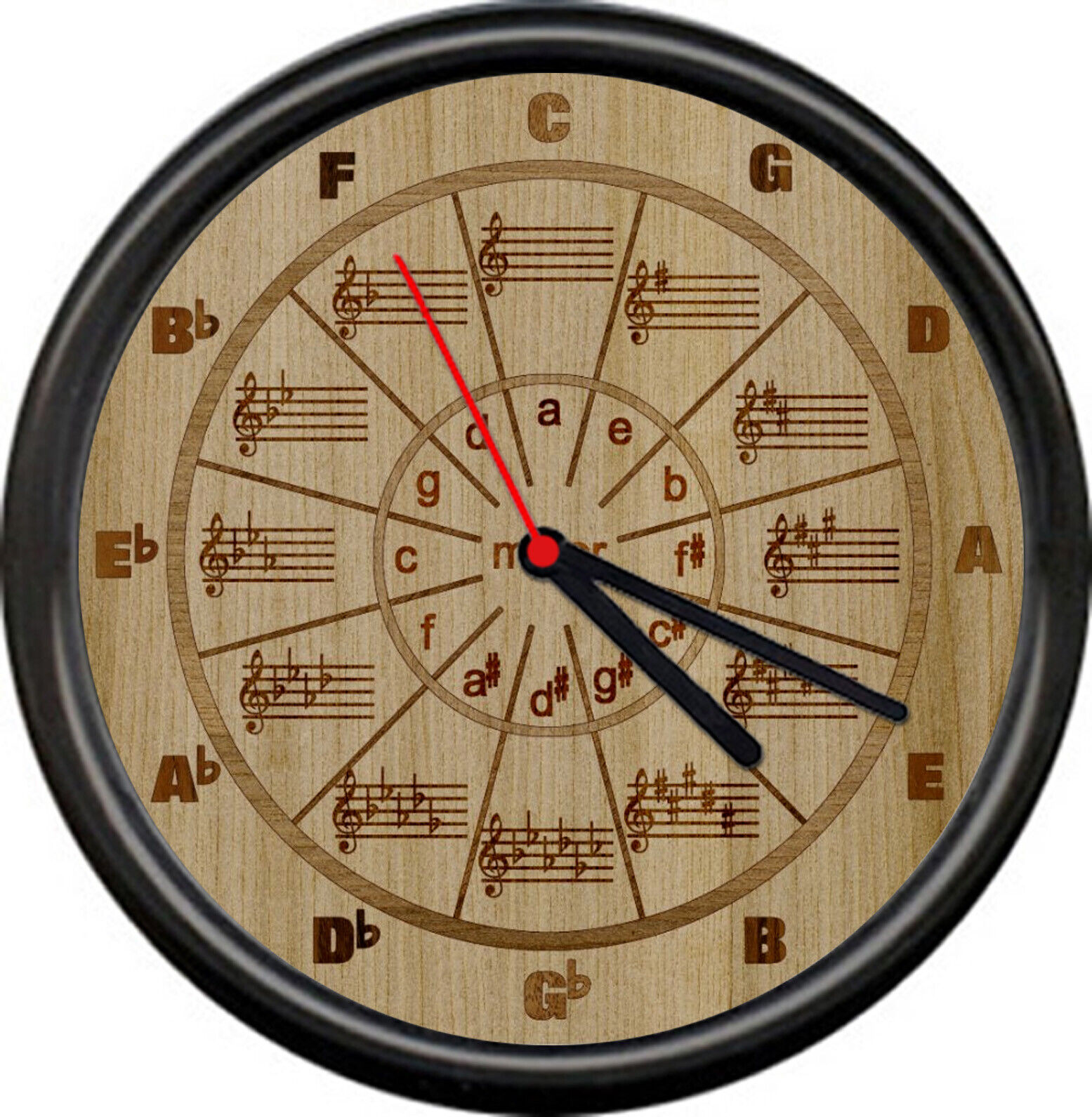 Musician Circle Of Fifths Minor Music Room Teacher Marquetry 5th Sign Wall Clock