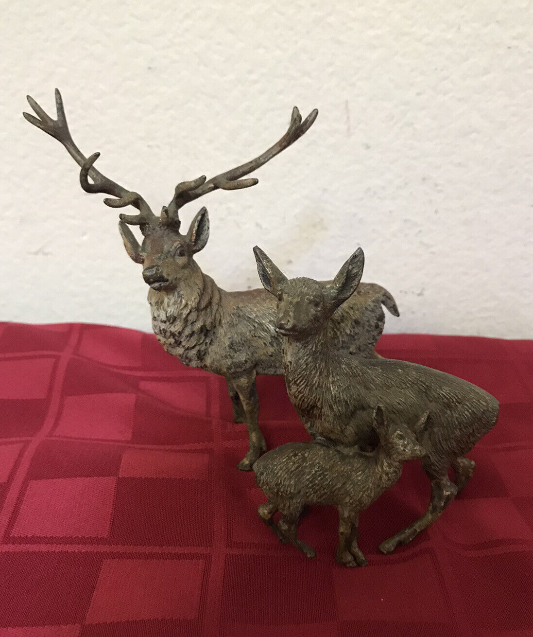 Geschutzt Vienna Cold Painted Bronze Stag Deer Baby Family Set
