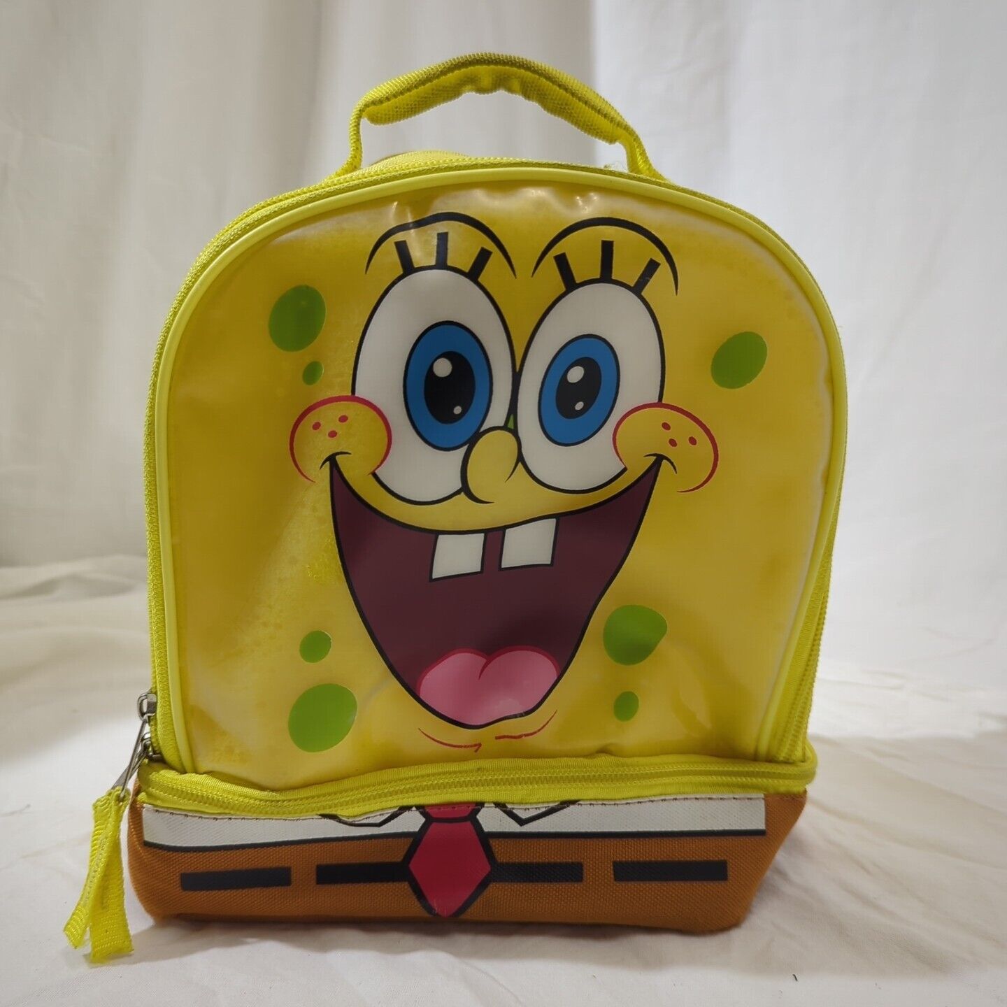 Spongebob Squarepants School Lunch Box Yellow Bag Vintage Nickelodeon Soft Used