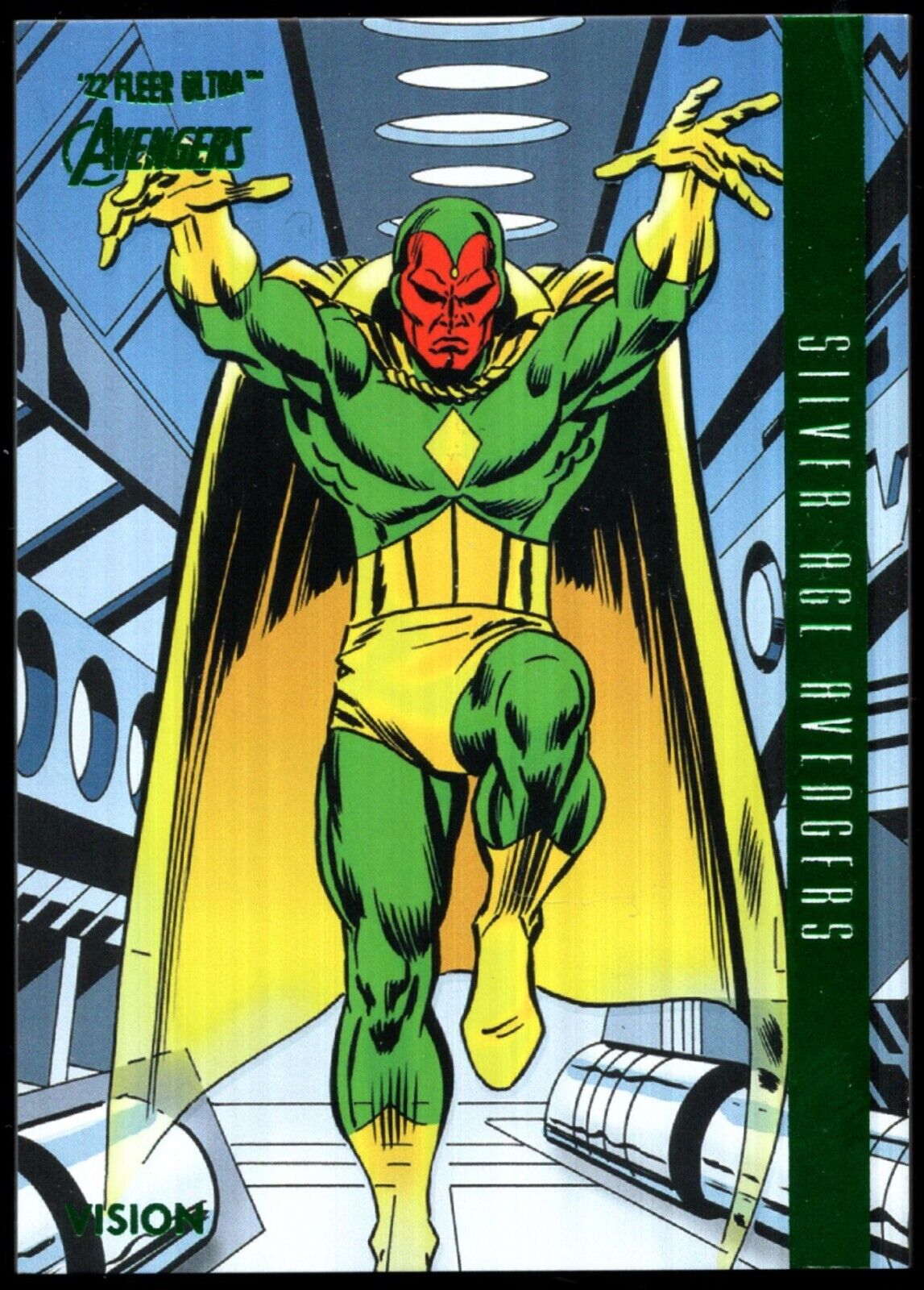 2022 Marvel Fleer Ultra Avengers GREEN FOIL SILVER AGE AVENGERS #114...VISION