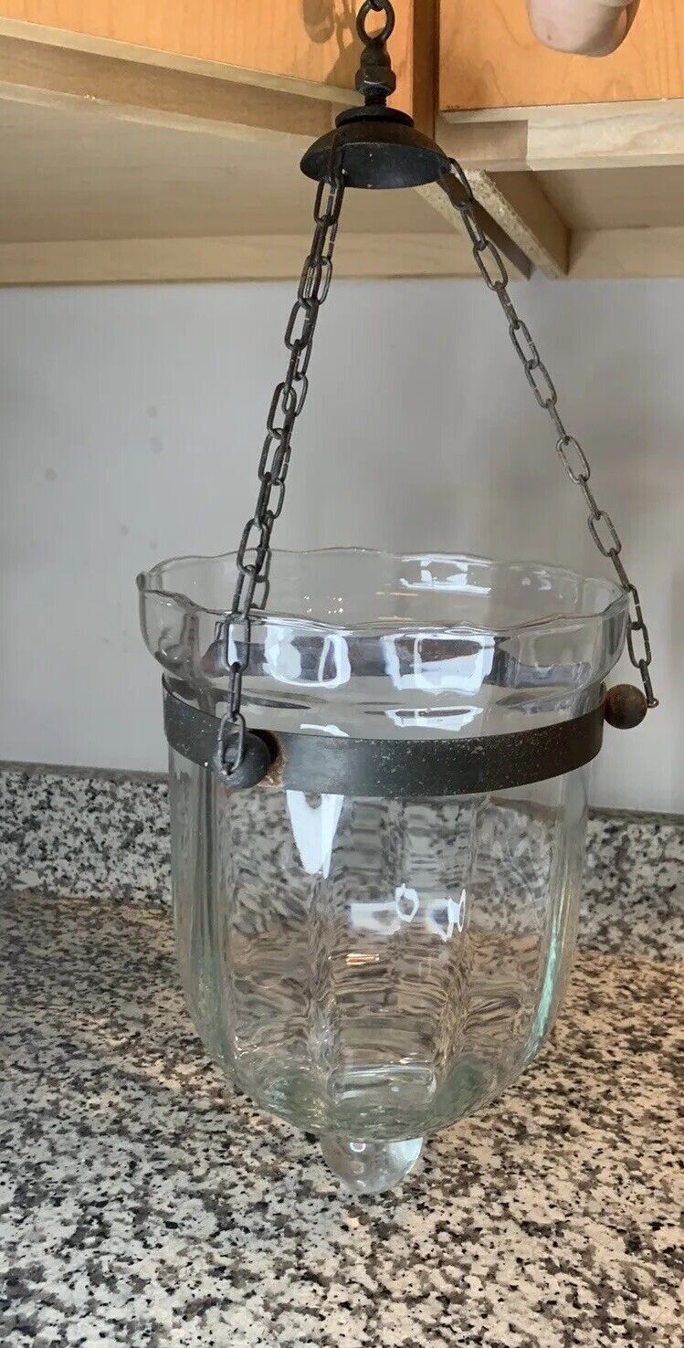 Antique Colonial Bell Jar Hundi Lantern Belgian Lamps Pendent Light No Top*