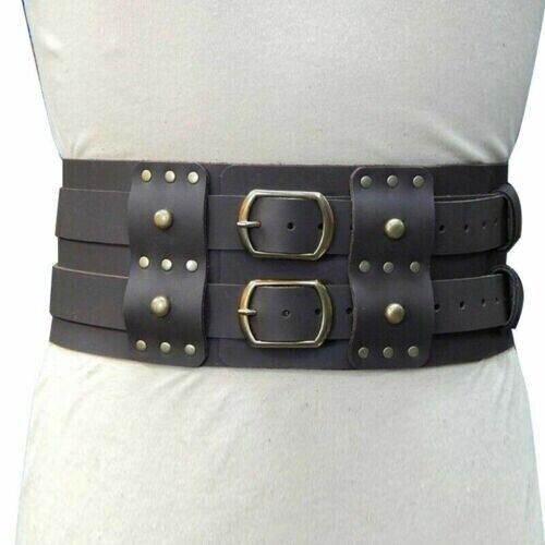Waist leather belt, viking belt, wide leather belt, leather men\'s corset, black