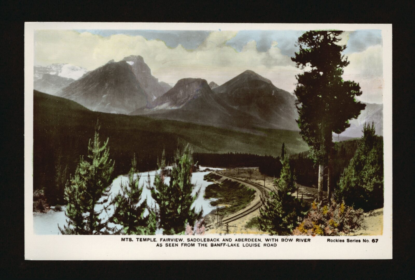 Mts Temple Fairview Saddleback and Aberdeen with Bow River as seen- Old Photo 1