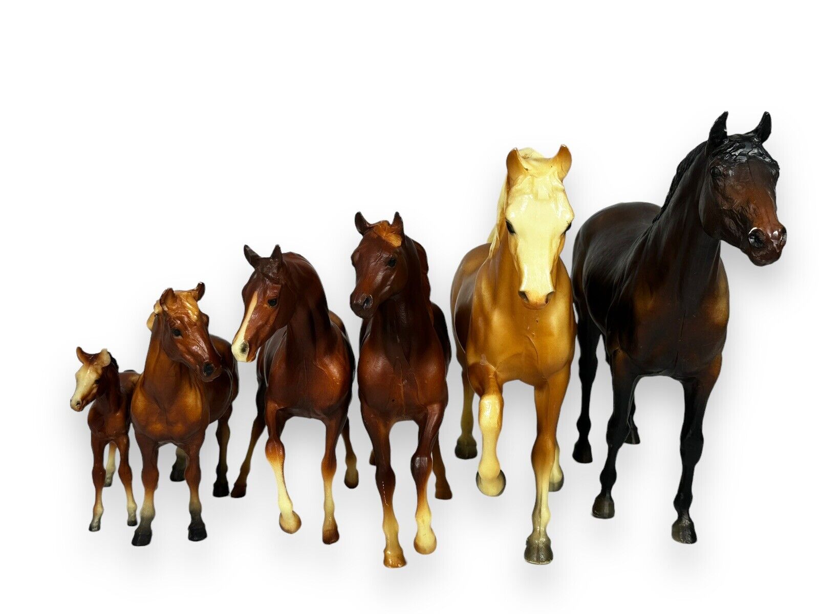 Lot Of 6 BREYER Traditional Horses Trakehner, Palomino, Arabians, Pony, Mustang