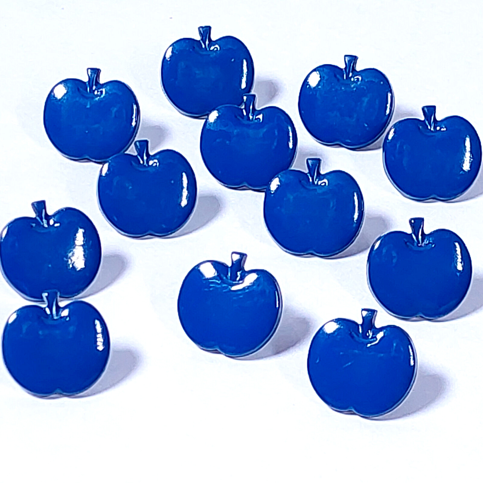 Vtg Dill Buttons 12 ct. Apple Blue 14mm Plastic Shank Childrens Sewing W Germany