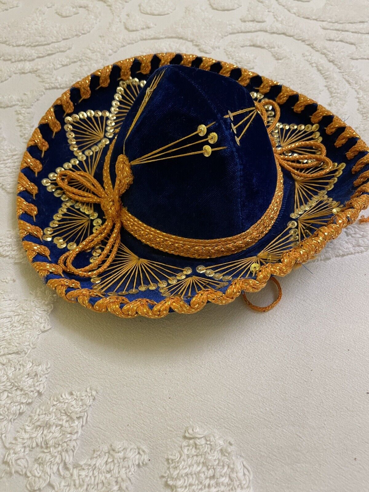 Salazar Yepez Mariachi Mexican Sombrero blue& Gold Sequin Children\'s Hat