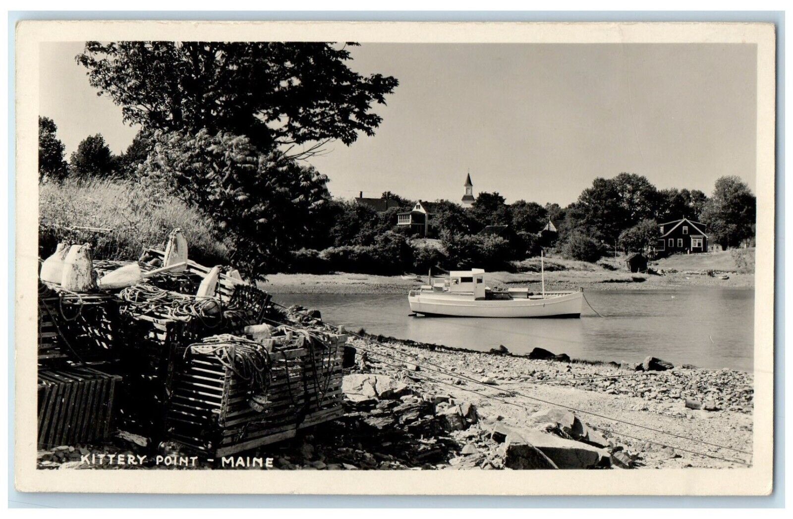 1950 Boat Scene Kittery Point Maine ME RPPC Photo Posted Vintage Postcard