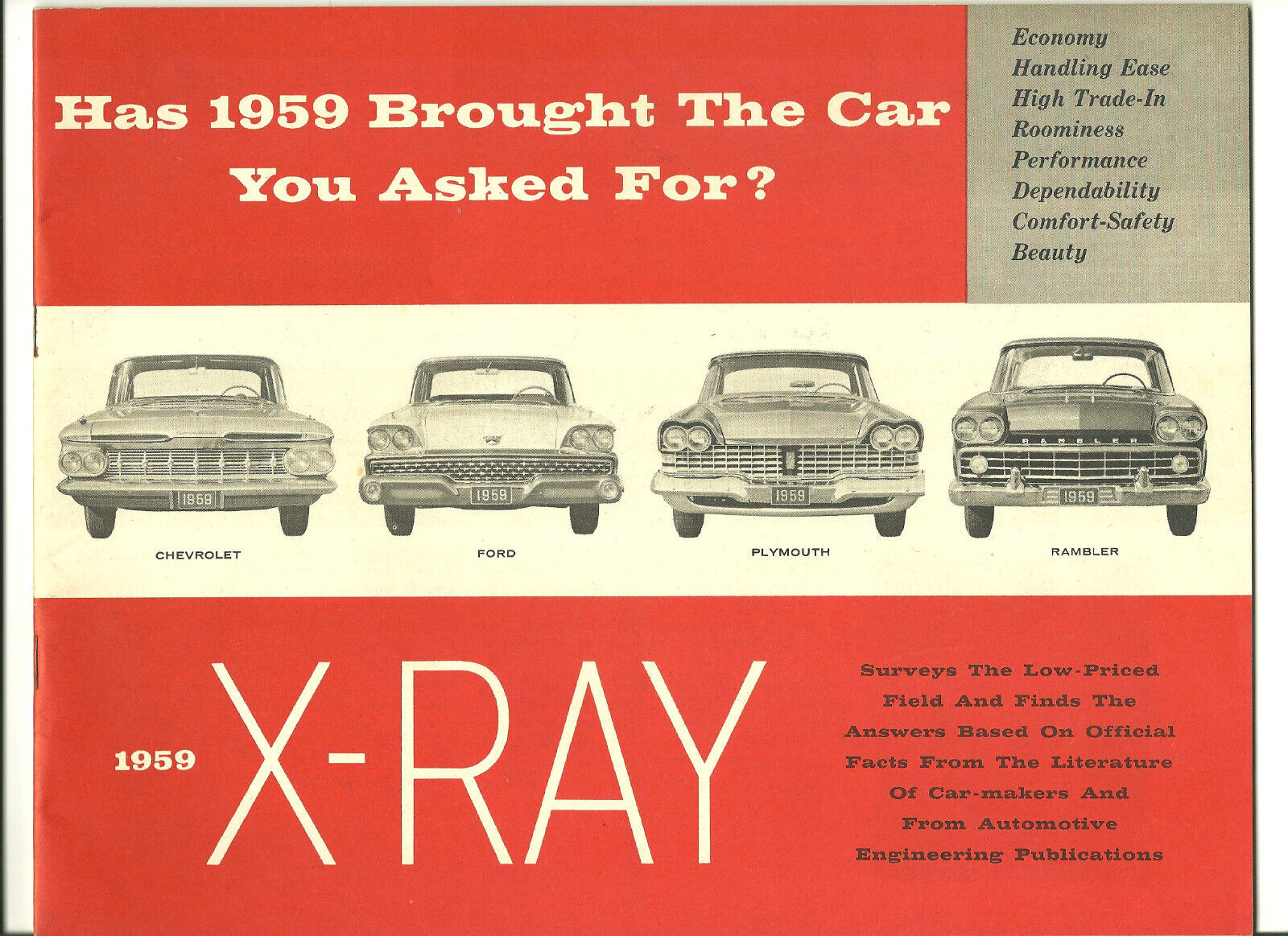 Original 1959 Rambler AMC \'X-Ray\' Low Priced Cars Comparison Sales Brochure 