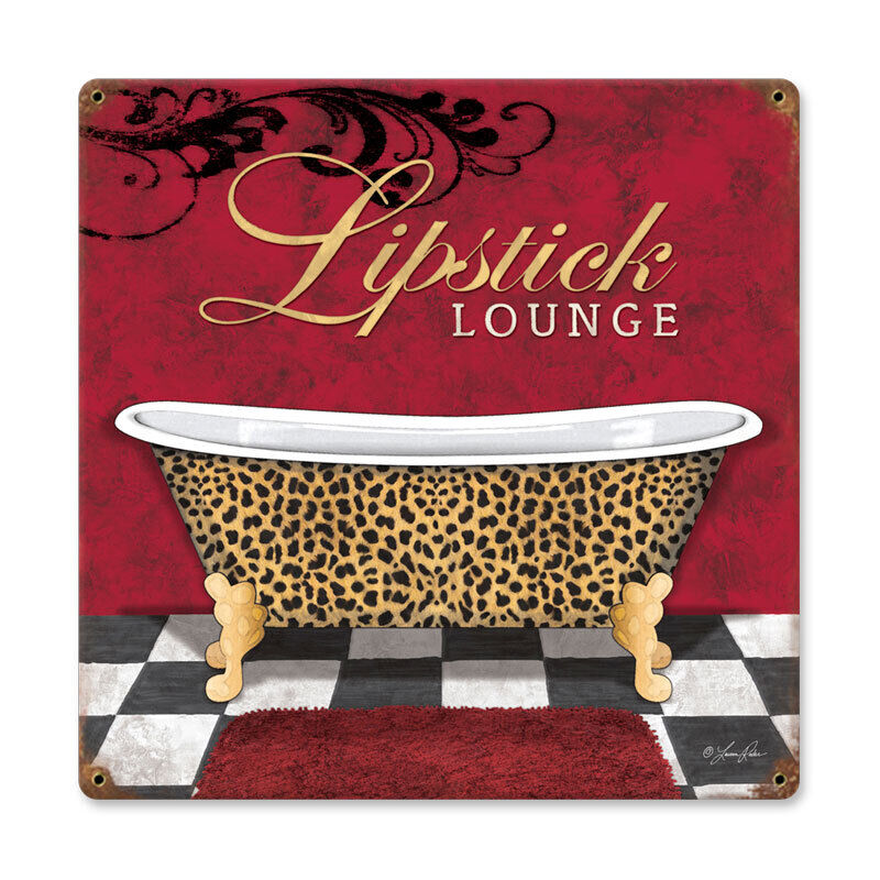 Vintage Style Metal Sign Lipstick Lounge  18 x 18
