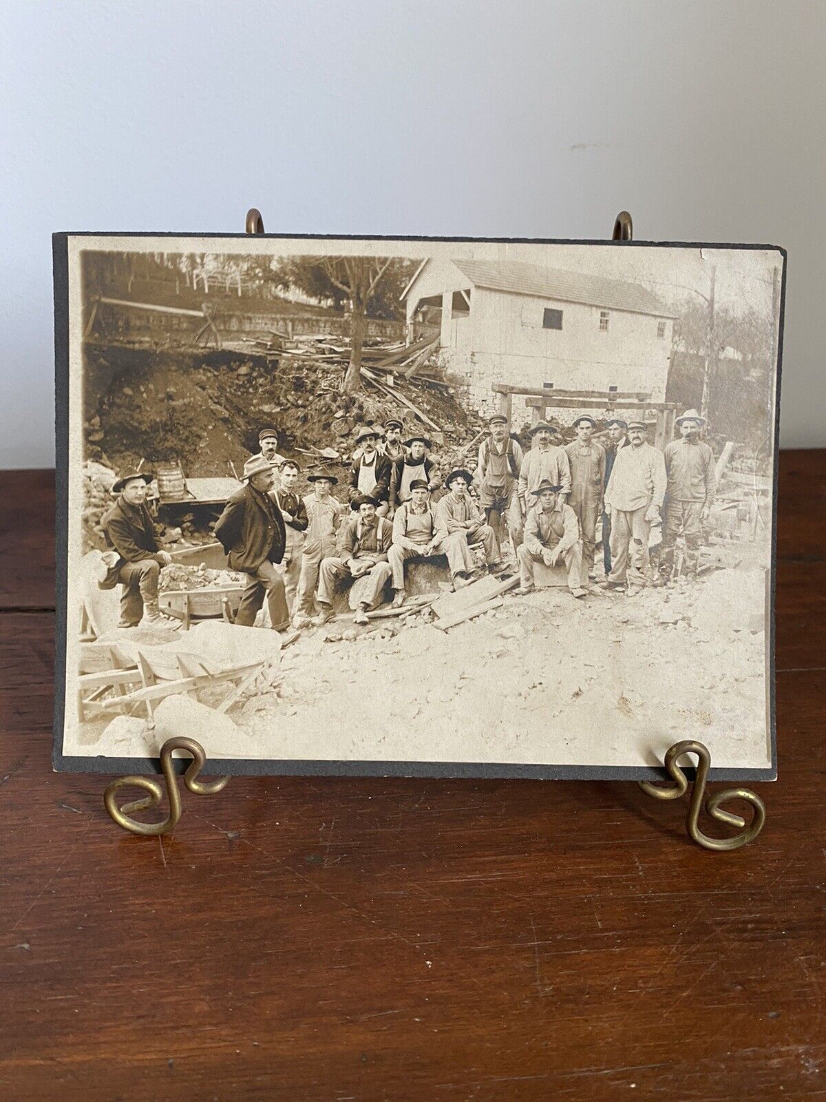 Cabinet Photo Miners, Loggers, Railroad? Work wear Denim overalls Photo