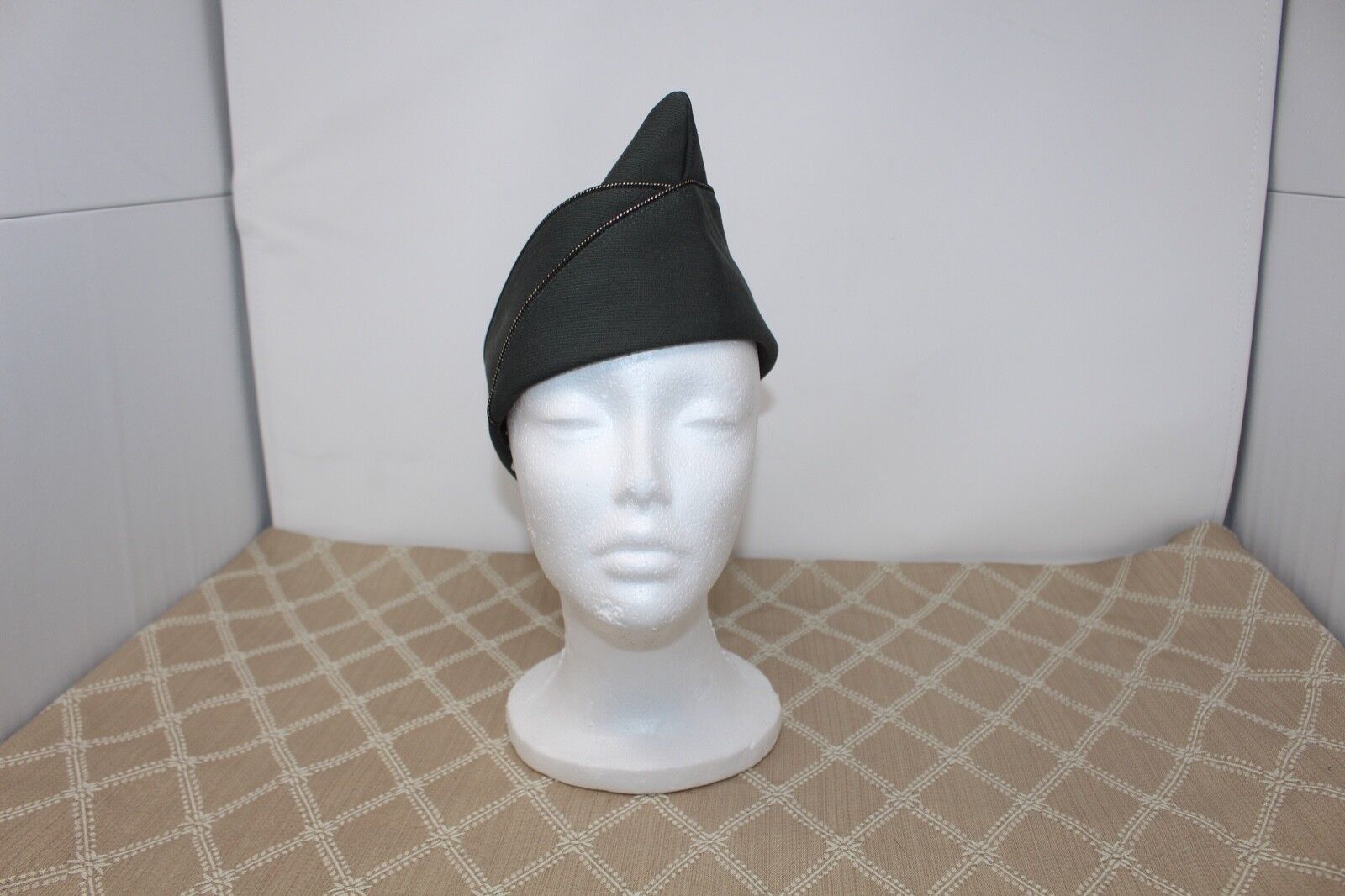 Vintage US Army Green Polyester Garrison Cap New York Size 6 7/8