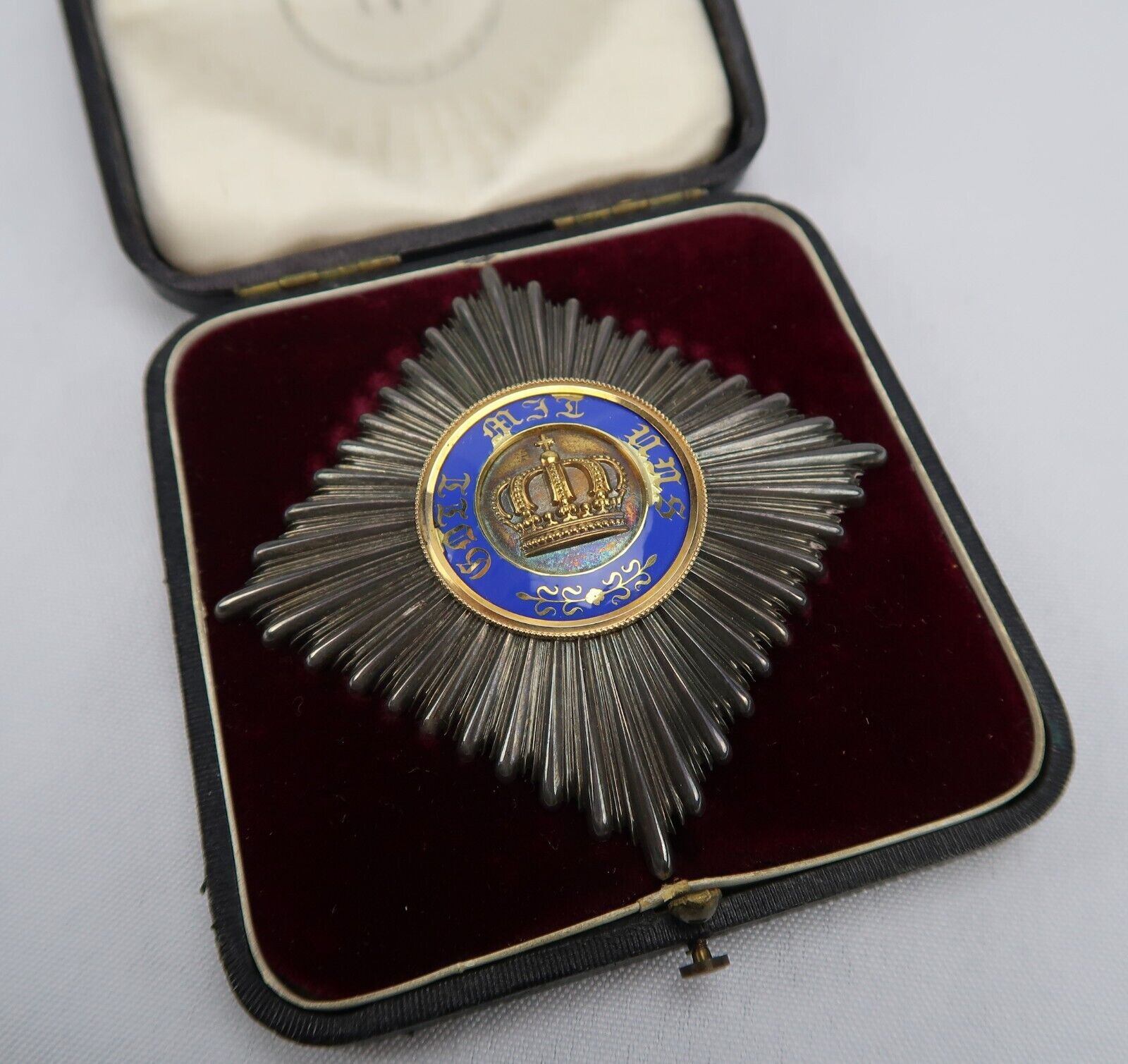 WW1 German Imperial Prussian Order of Crown Breast Star cased badge award pin