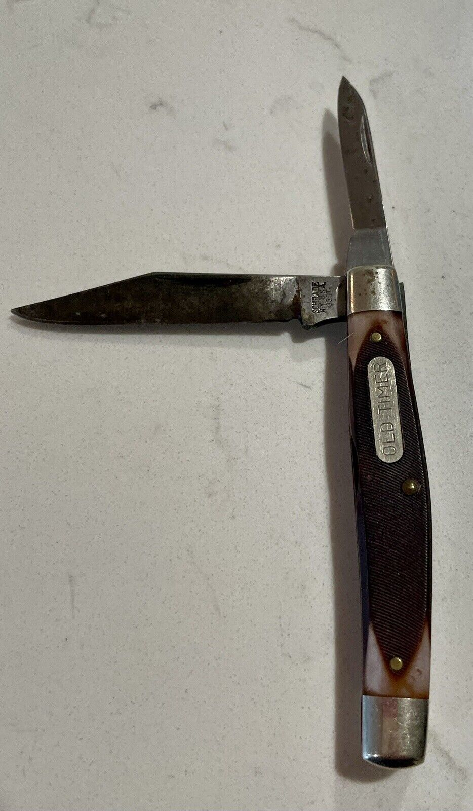 VTG Estate Old Timer Schrade NY USA 330T Dual Blade 2 Blades Pocket Knife