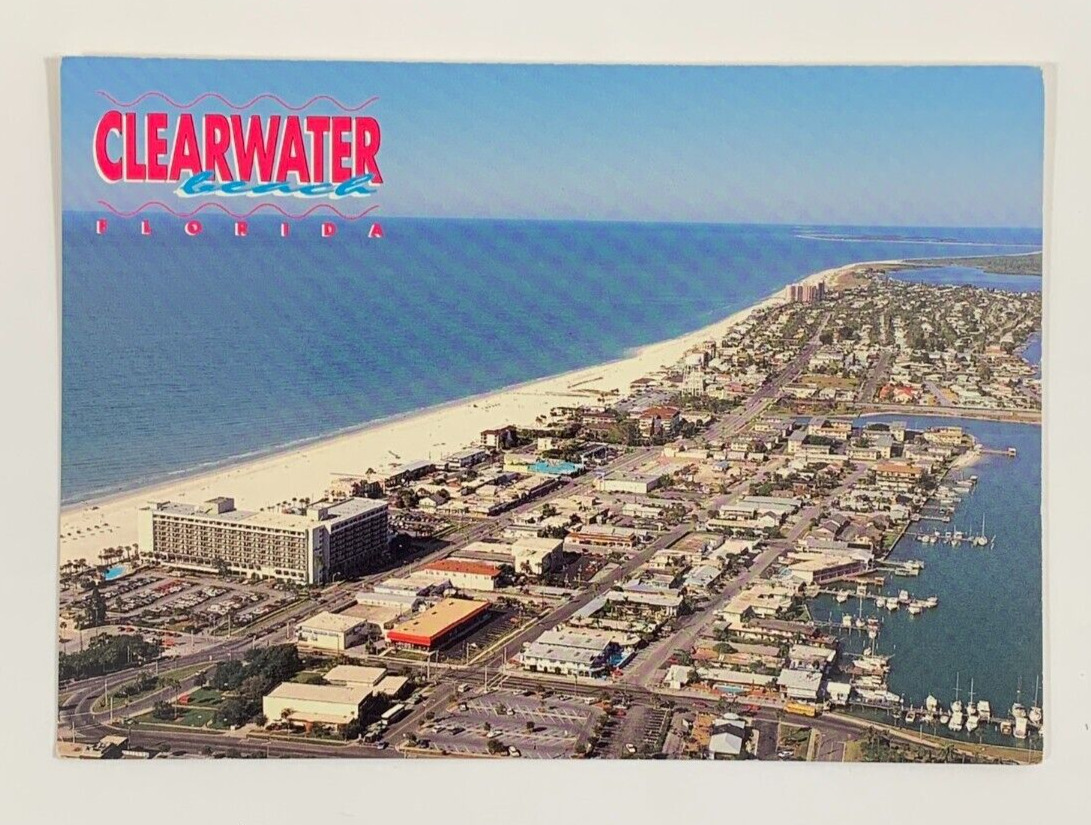 Aerial View Clearwater Beach Florida Postcard Unposted