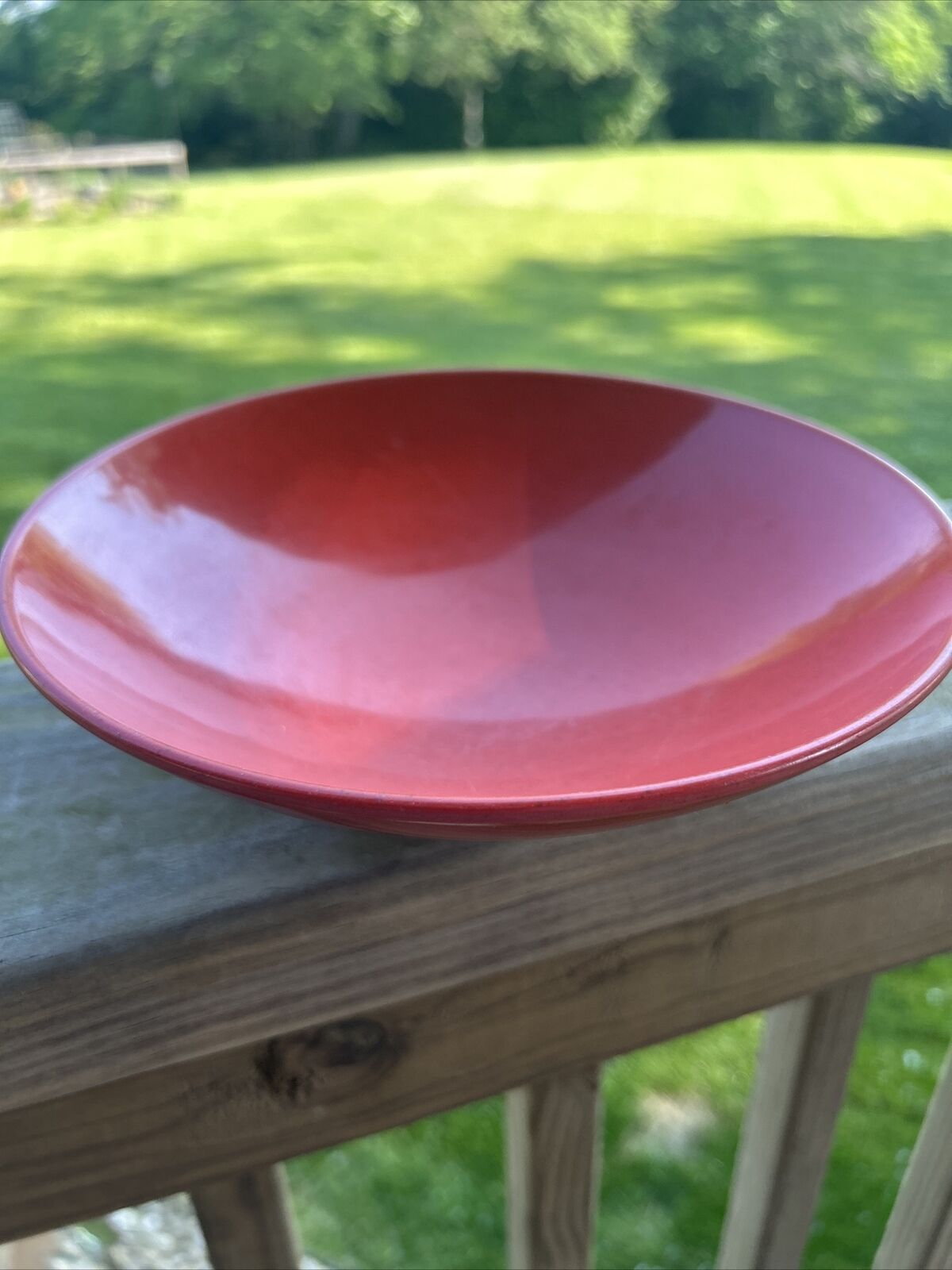 Vintage Holiday Kenro Red Speckled Melamine Dish Serving Bowl Mid Century Modern