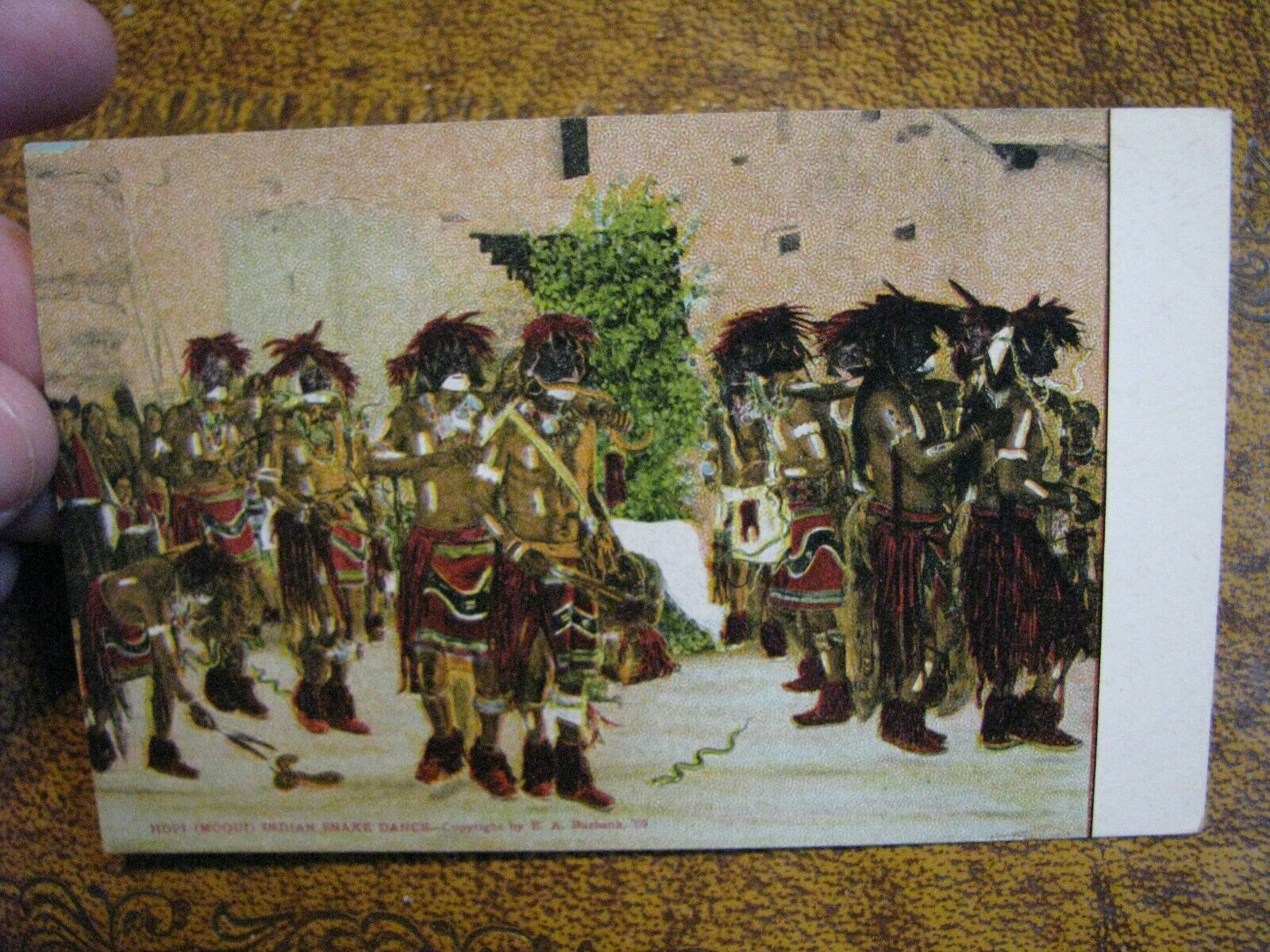 Vintage Linen Postcard Unused Hopi Moqui Snake Dance Arizone Benham Company CA