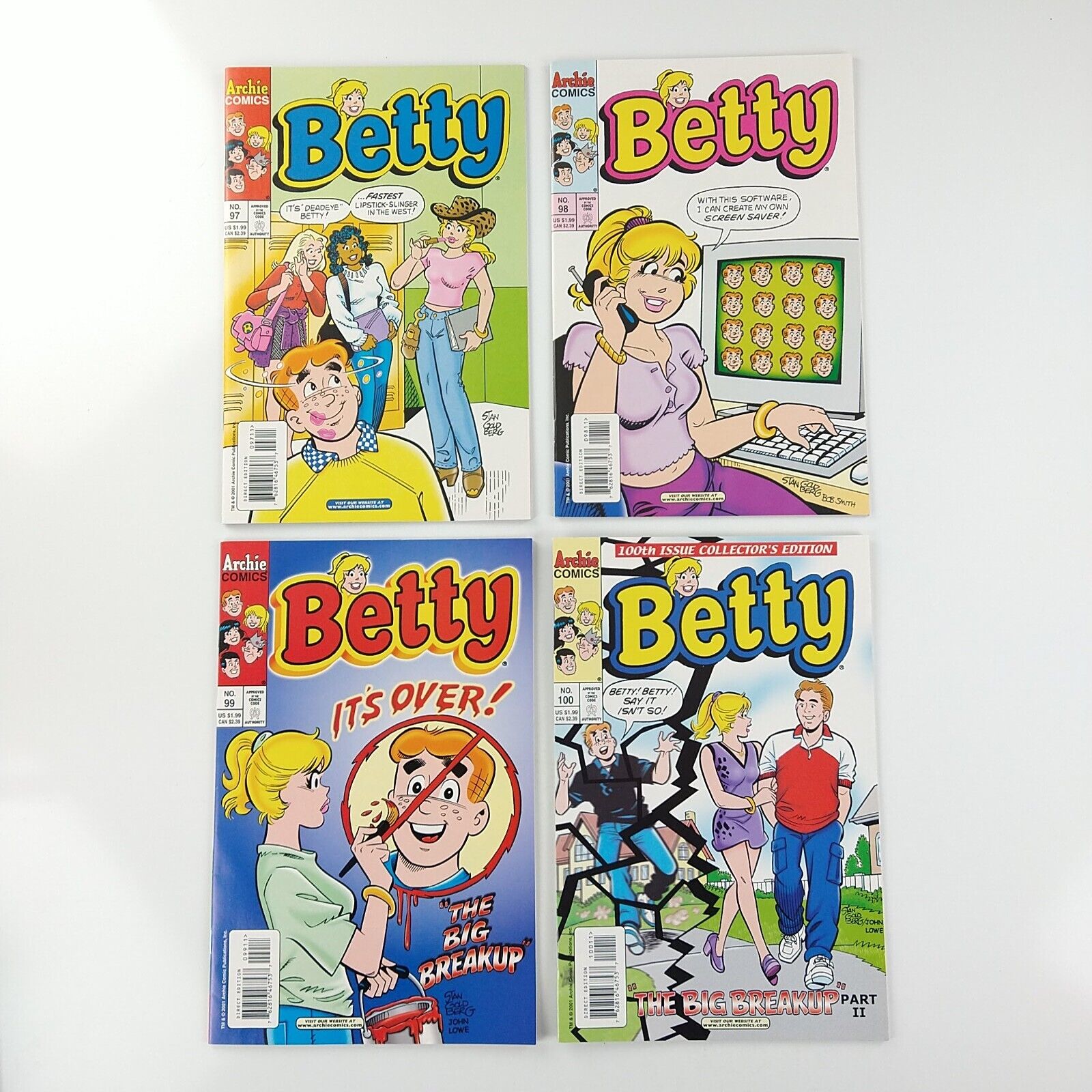Betty #97 98 99 100 VF VF/NM Lot Archie Break-Up Issues (2001 Archie Comics)