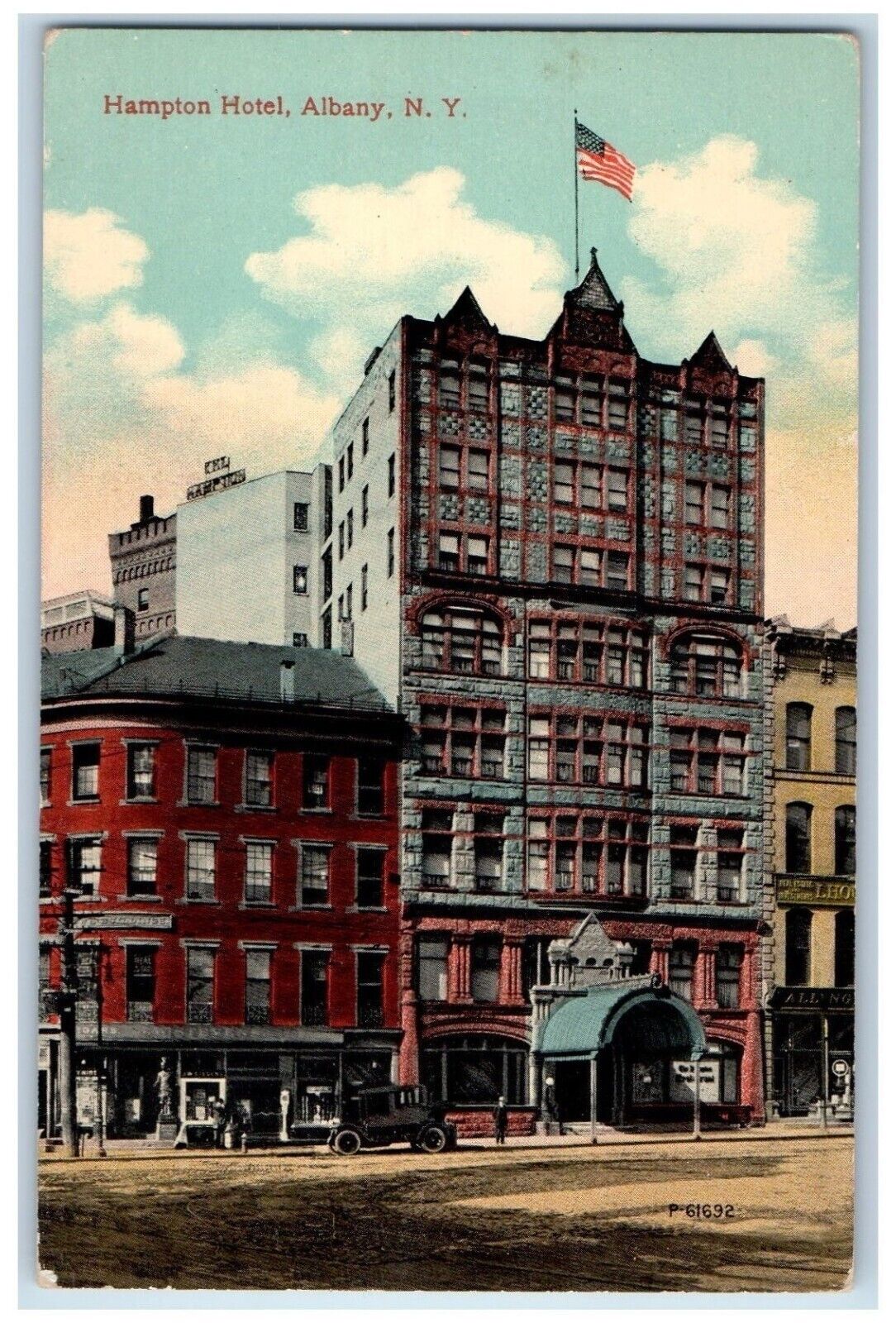 c1910\'s Hampton Hotel Building Cars Albany New York NY Unposted Antique Postcard