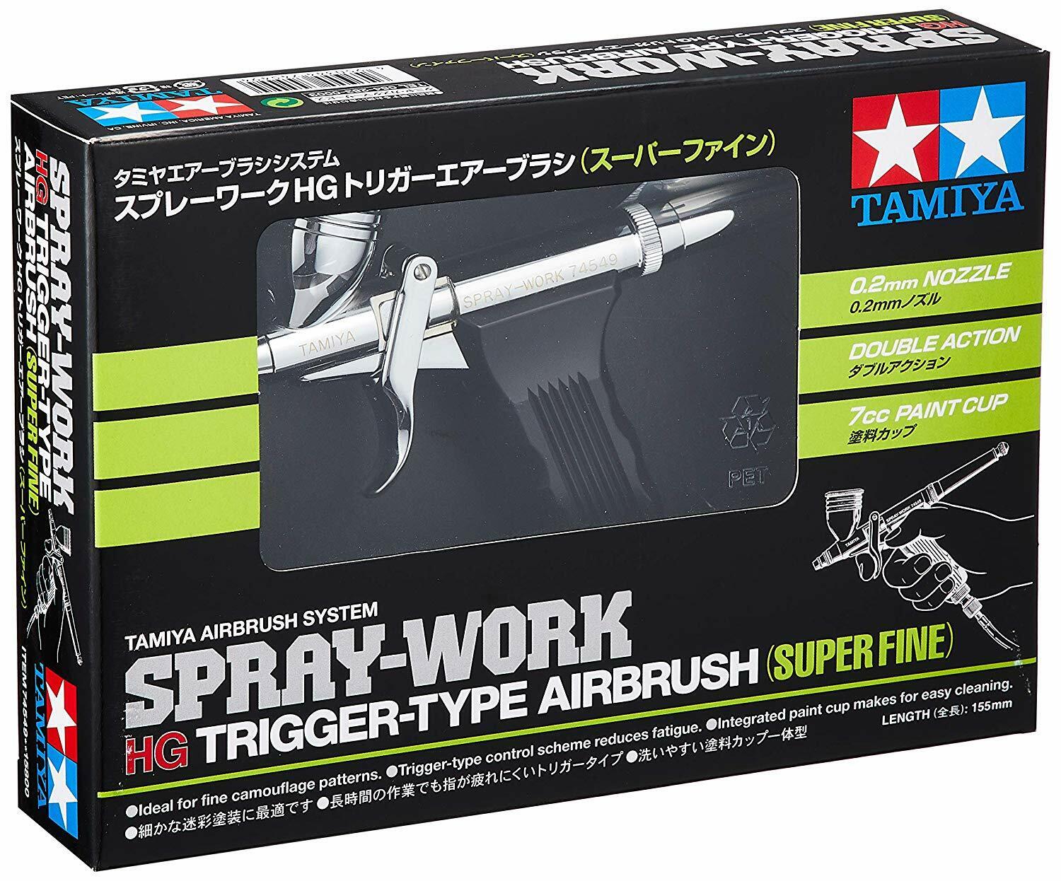 Tamiya 74549 SPRAY-WORK HG Trigger-Type Airbrush Super Fine 0.2mm Nozzle