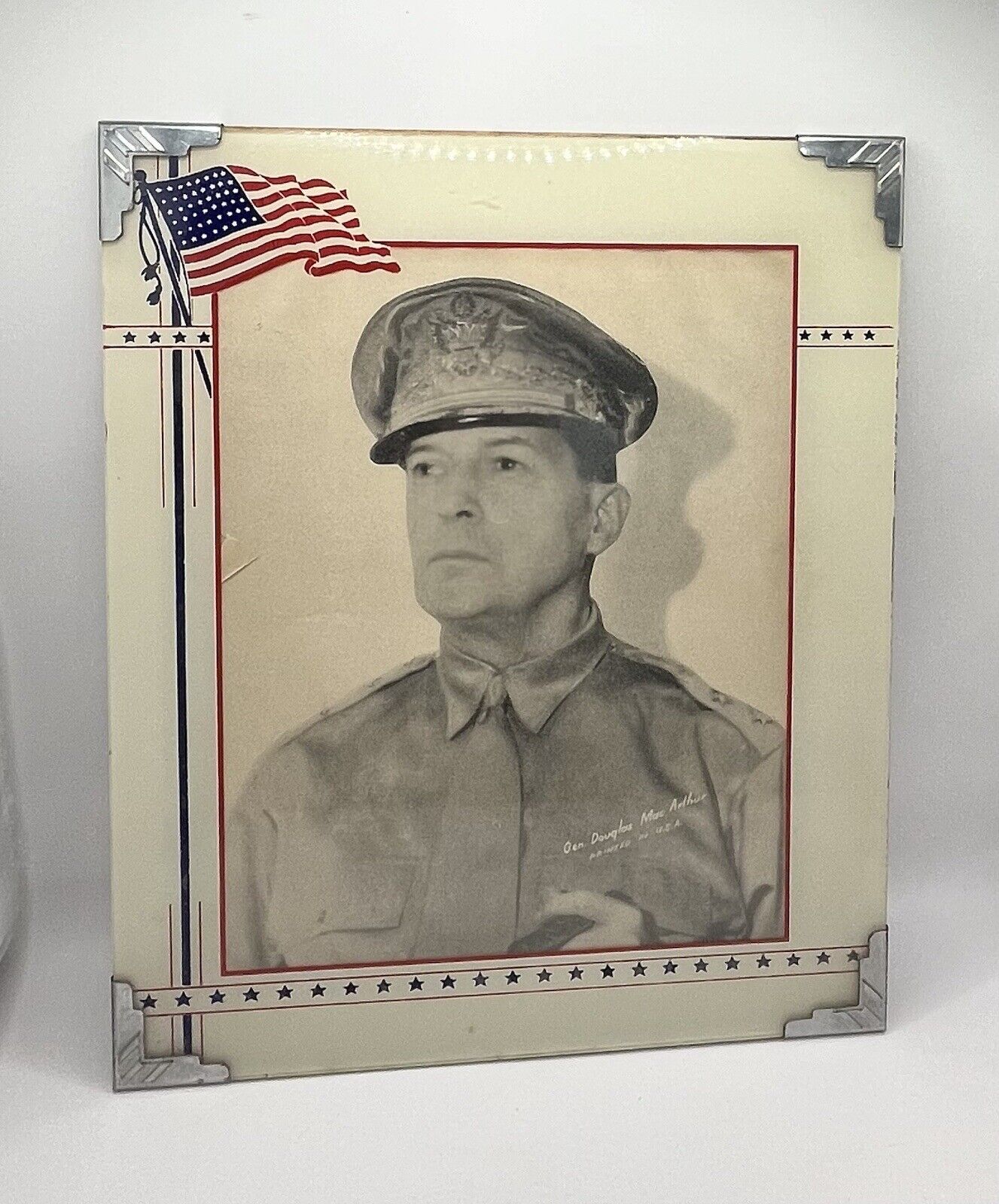 WWII General Douglas McArthur | Official Print | Glass Frame | Nice