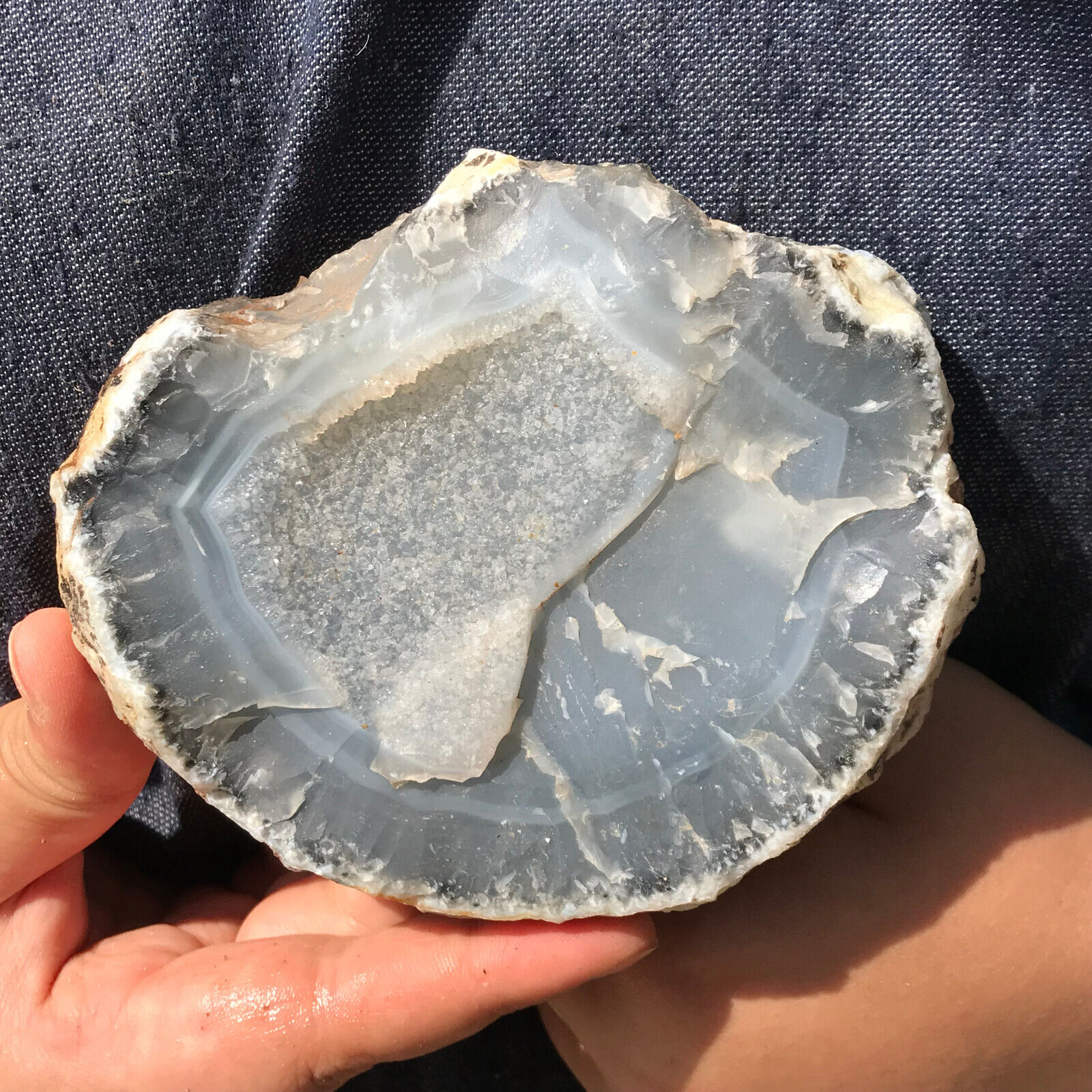 750g Top Natural Agate Geode Quartz Rough Crystal Specimen Reiki Healing.LW151