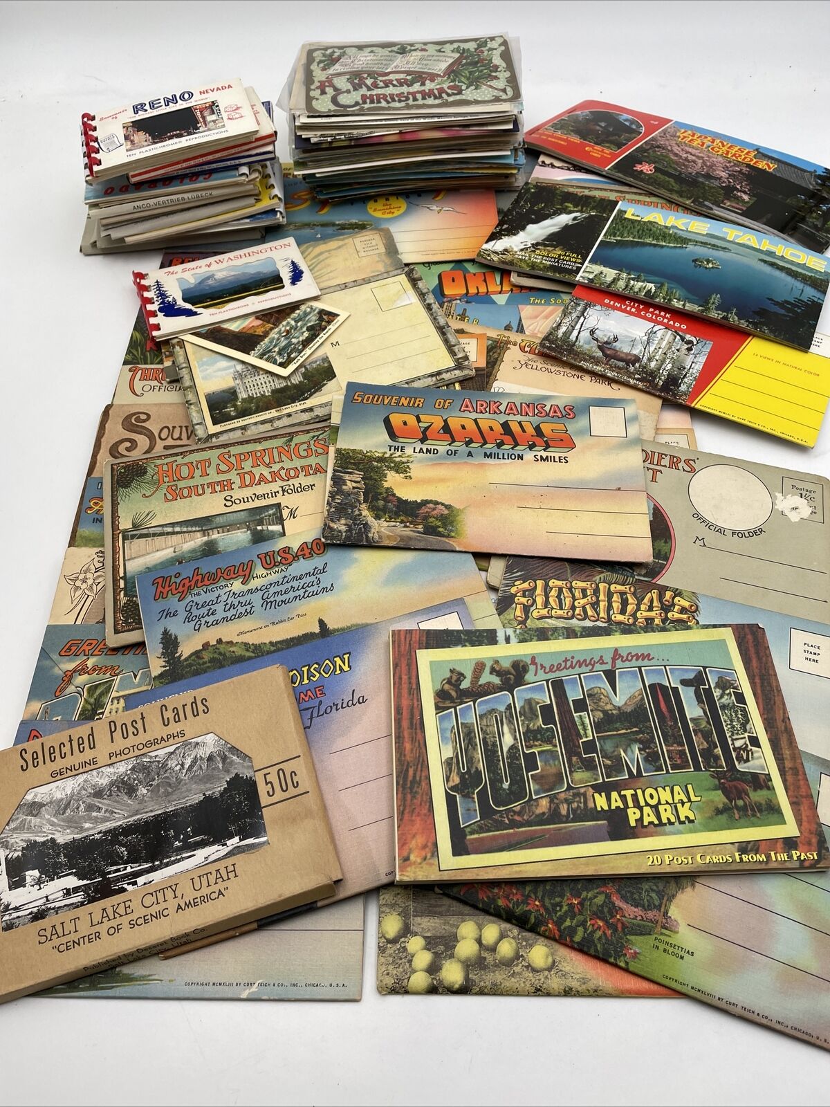 Souvenir Postcard Folders Plus Individual Cards Over 180 Estate Collection