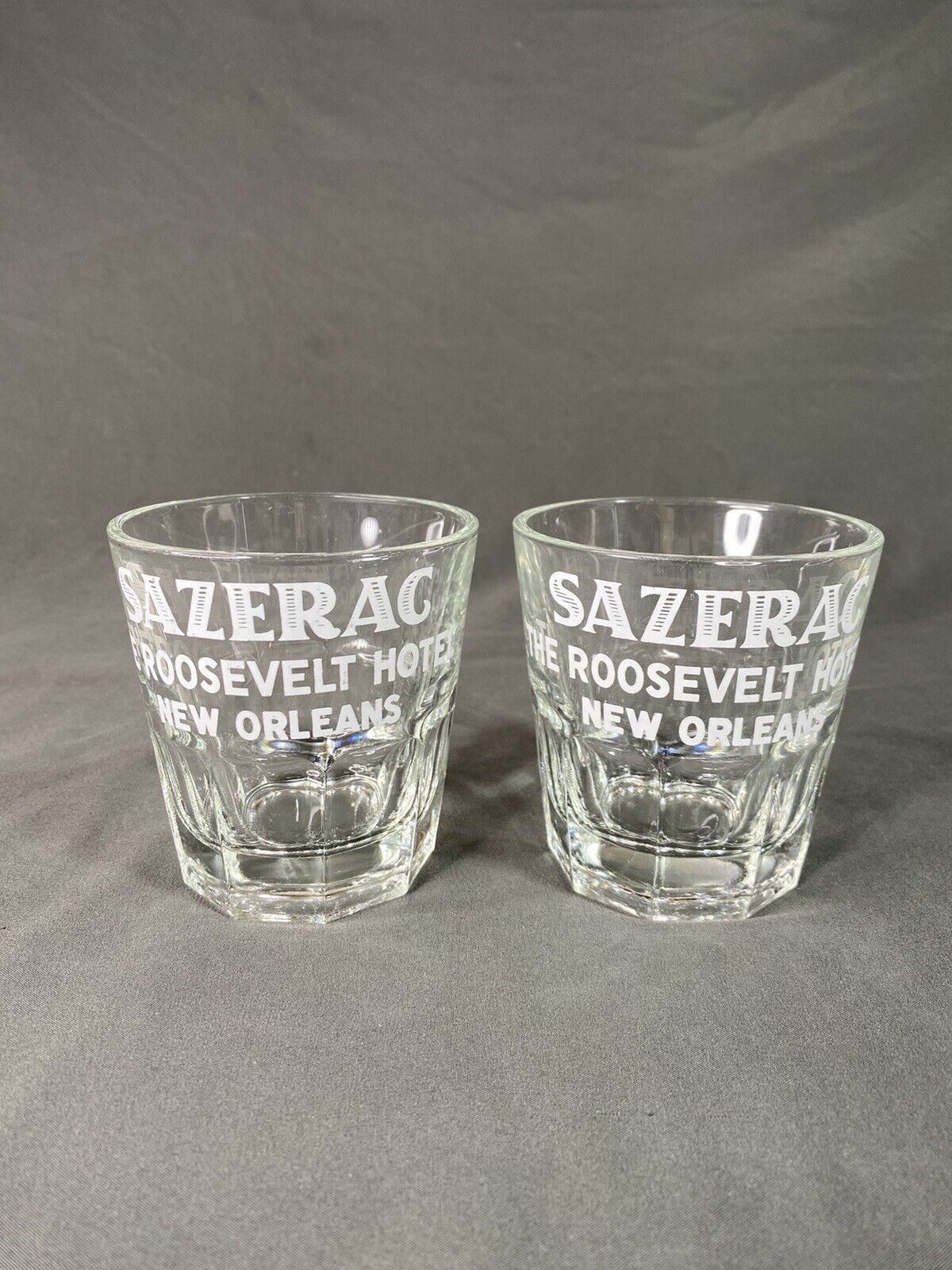 2 Vintage Antique Sazerac The Roosevelt Hotel New Orleans Bar glasses *READ