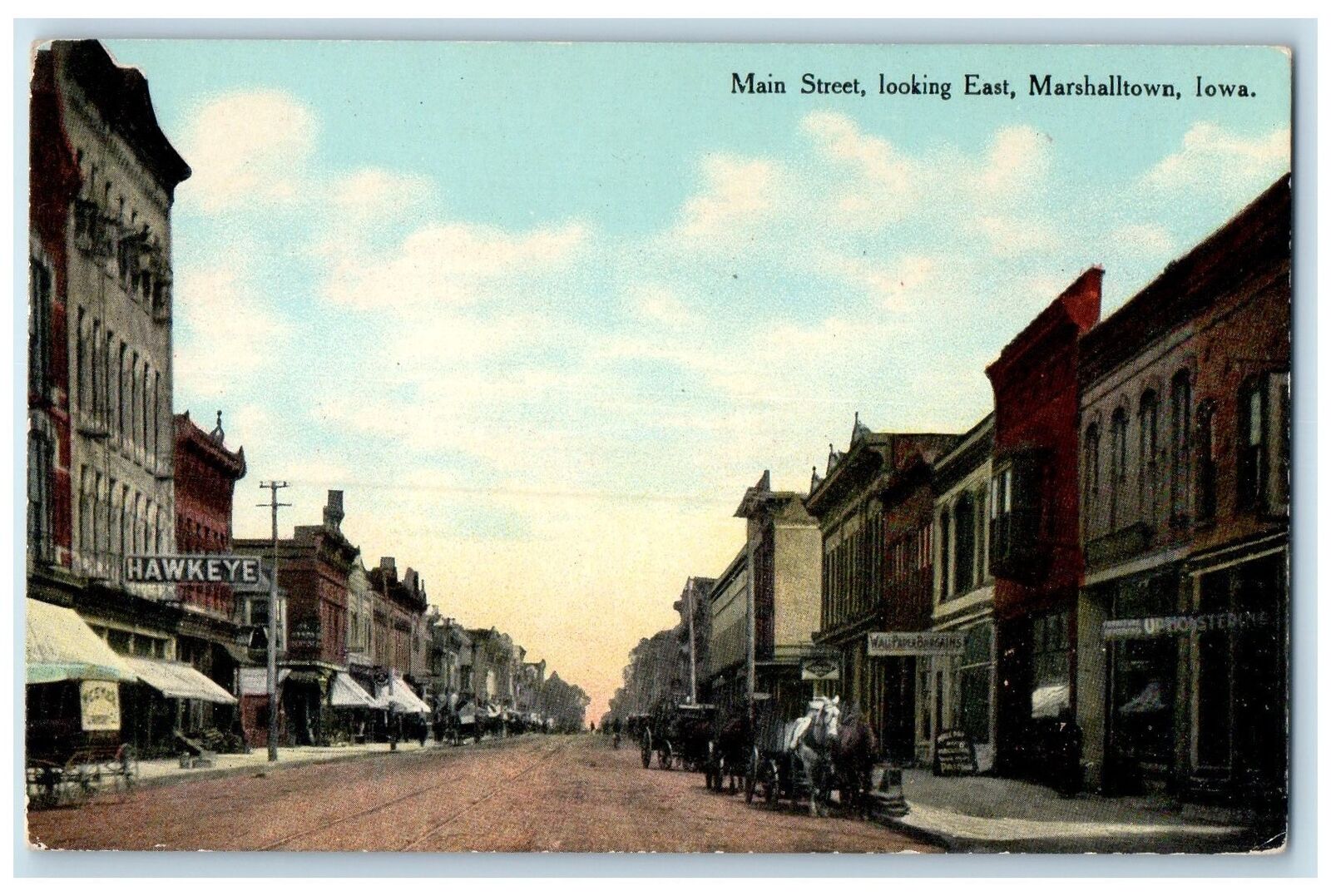 c1910\'s Main Street Looking East Marshalltown Iowa IA Unposted Vintage Postcard