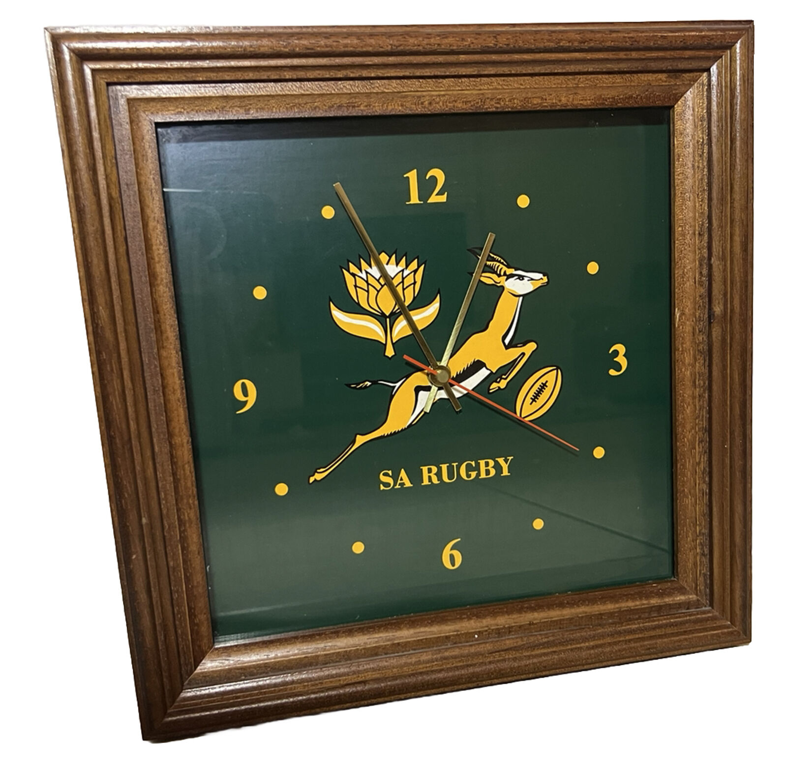 Springboks South Africa Rugby Wall Clock Wooden Analog SA Rugby Union