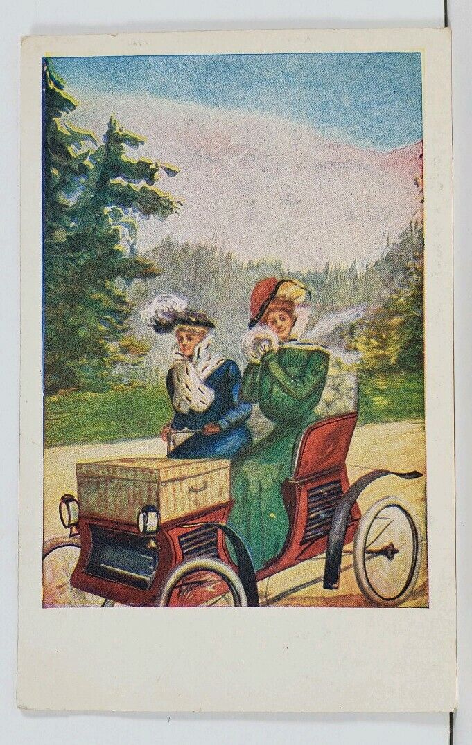 Victorian Women in Auto Earl Christy Style Postcard G13