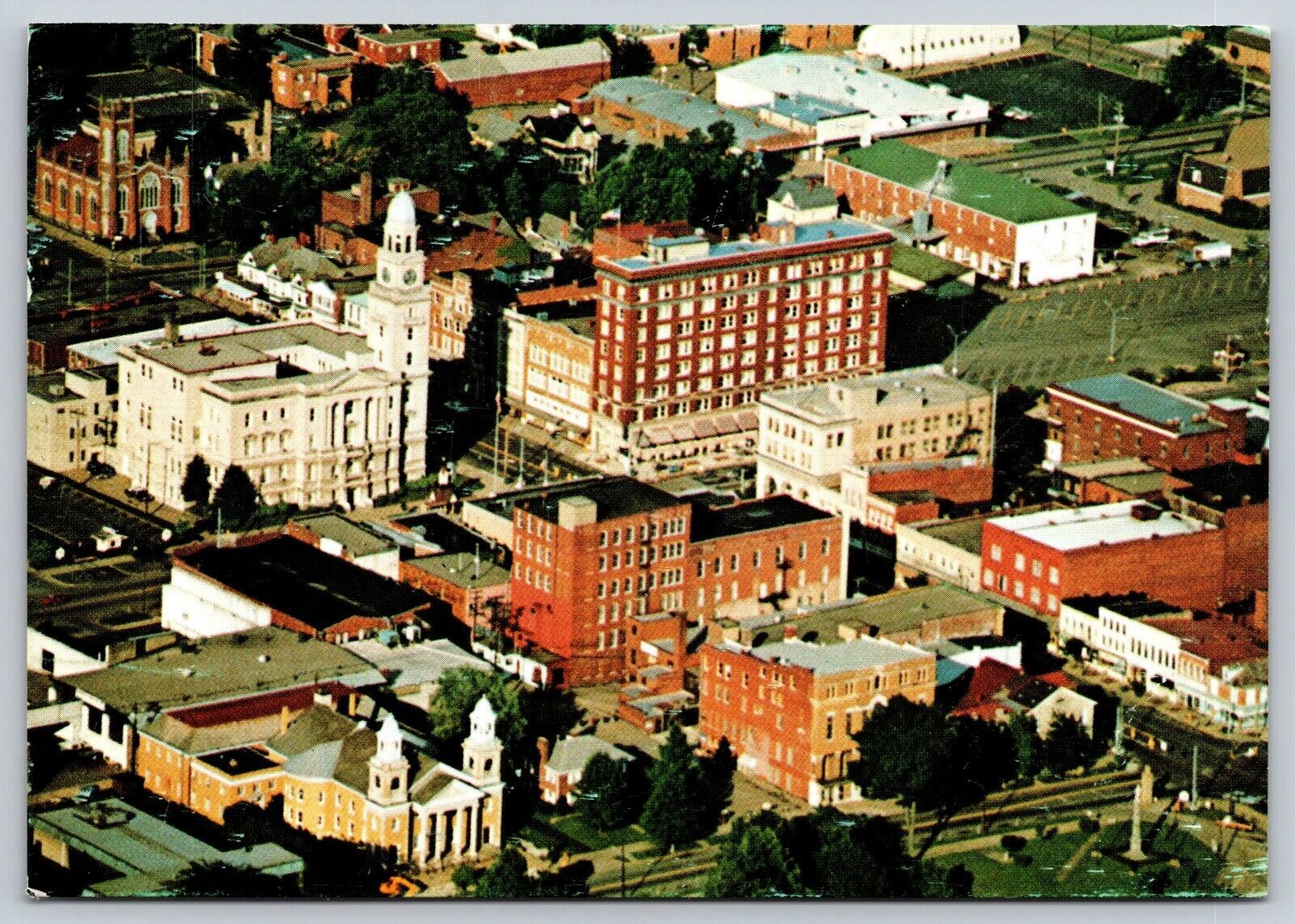 Postcard  1986 Aerial View of Downtown Marietta Ohio